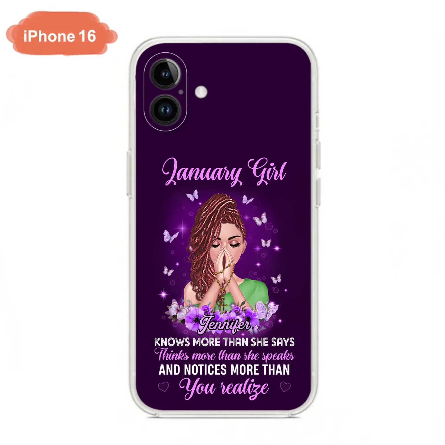 Custom Personalized Birthday Girl iPhone/ Samsung Phone Case - Gift Idea For Girl/ Friend/ Daughter - Knows More Than She Says