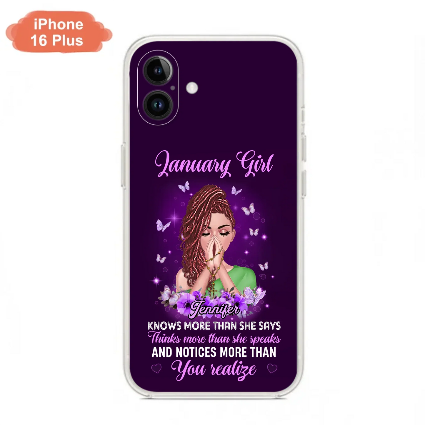 Custom Personalized Birthday Girl iPhone/ Samsung Phone Case - Gift Idea For Girl/ Friend/ Daughter - Knows More Than She Says