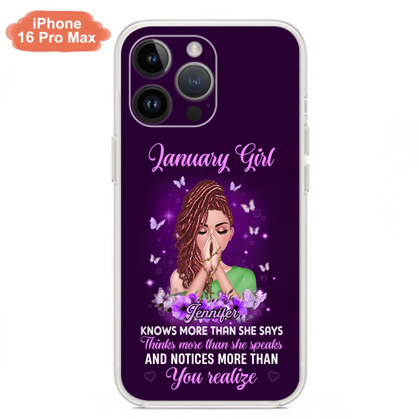 Custom Personalized Birthday Girl iPhone/ Samsung Phone Case - Gift Idea For Girl/ Friend/ Daughter - Knows More Than She Says