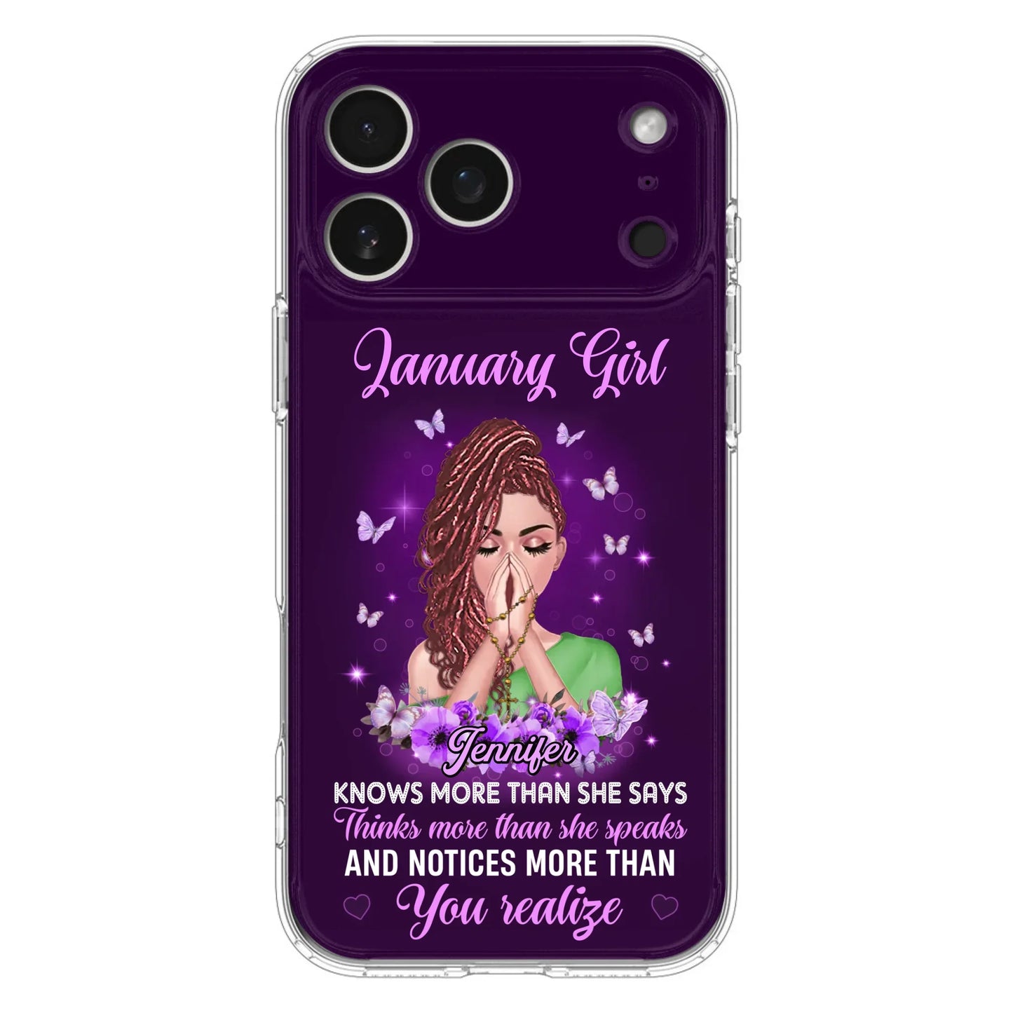Custom Personalized Birthday Girl iPhone/ Samsung Phone Case - Gift Idea For Girl/ Friend/ Daughter - Knows More Than She Says