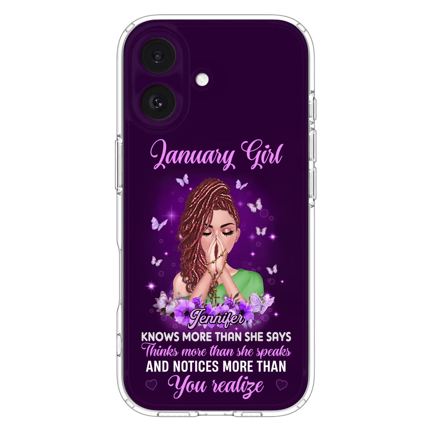 Custom Personalized Birthday Girl iPhone/ Samsung Phone Case - Gift Idea For Girl/ Friend/ Daughter - Knows More Than She Says