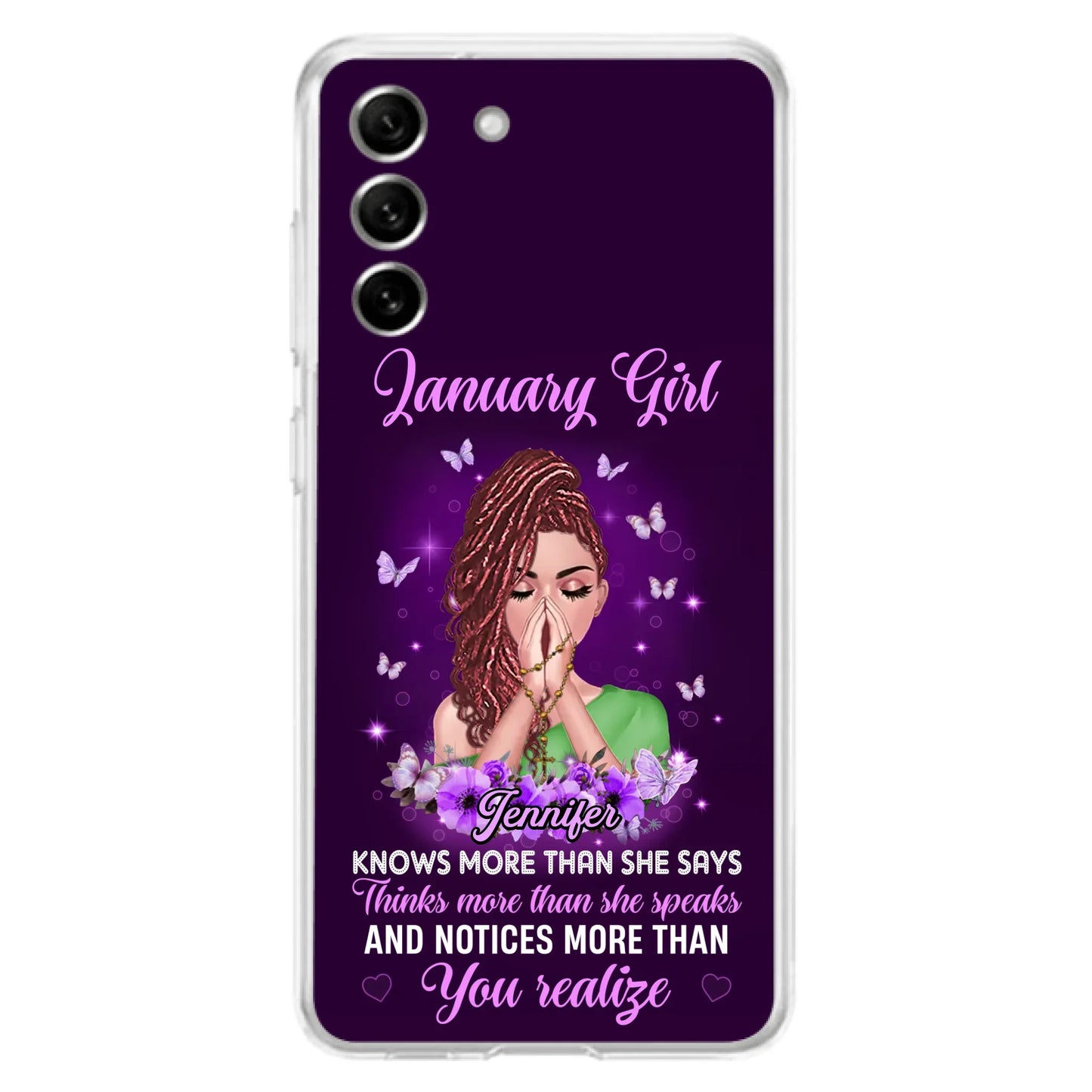 Custom Personalized Birthday Girl iPhone/ Samsung Phone Case - Gift Idea For Girl/ Friend/ Daughter - Knows More Than She Says