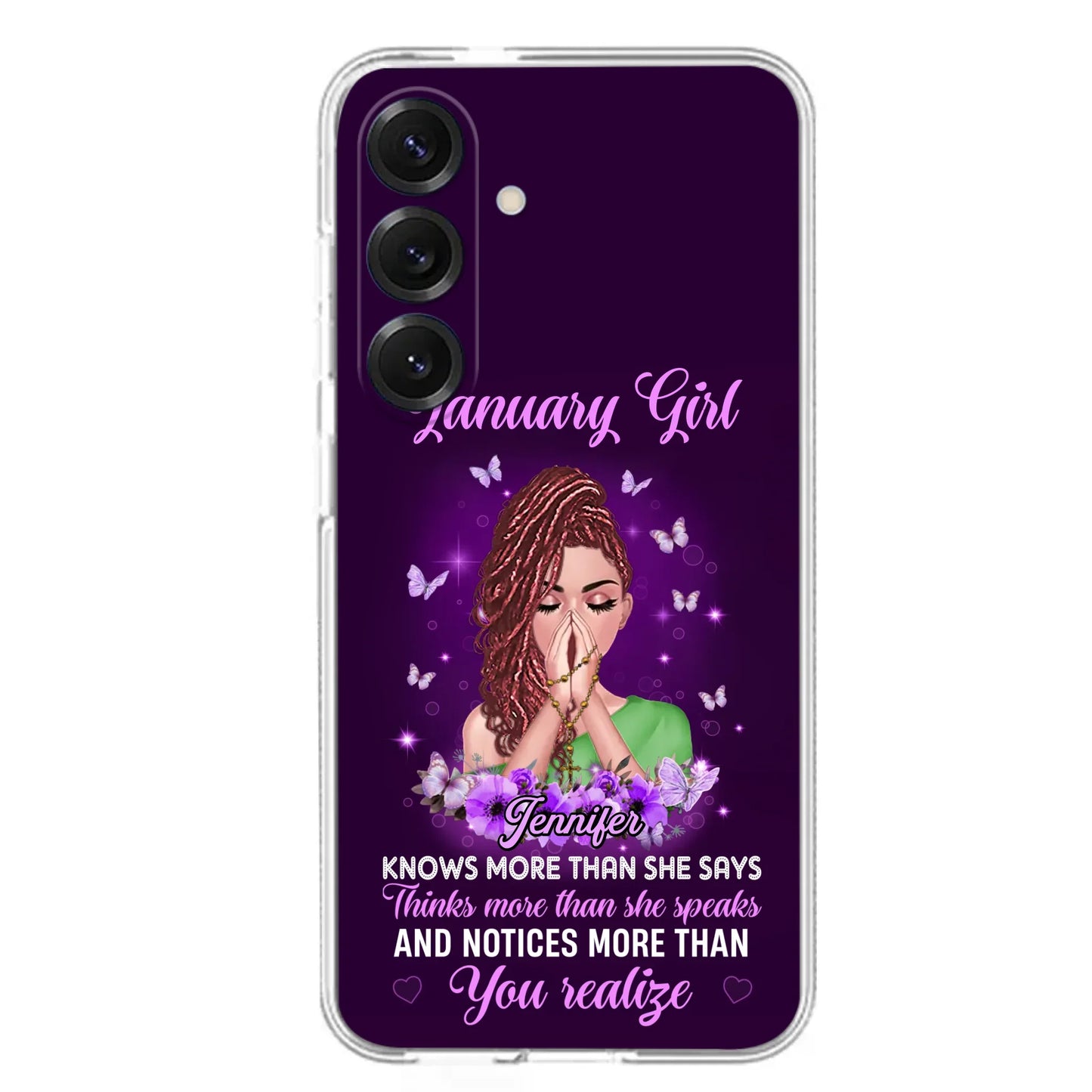 Custom Personalized Birthday Girl iPhone/ Samsung Phone Case - Gift Idea For Girl/ Friend/ Daughter - Knows More Than She Says