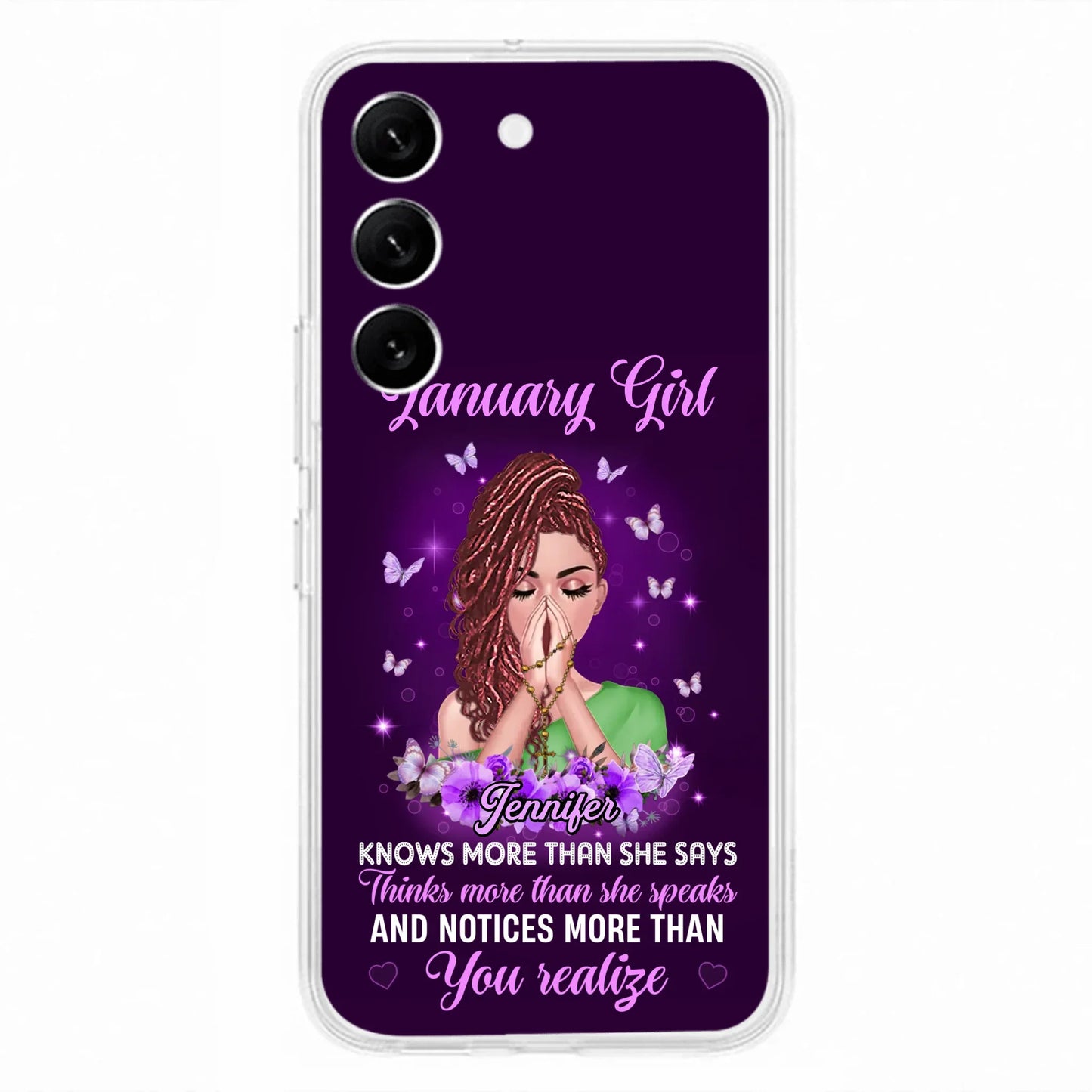 Custom Personalized Birthday Girl iPhone/ Samsung Phone Case - Gift Idea For Girl/ Friend/ Daughter - Knows More Than She Says