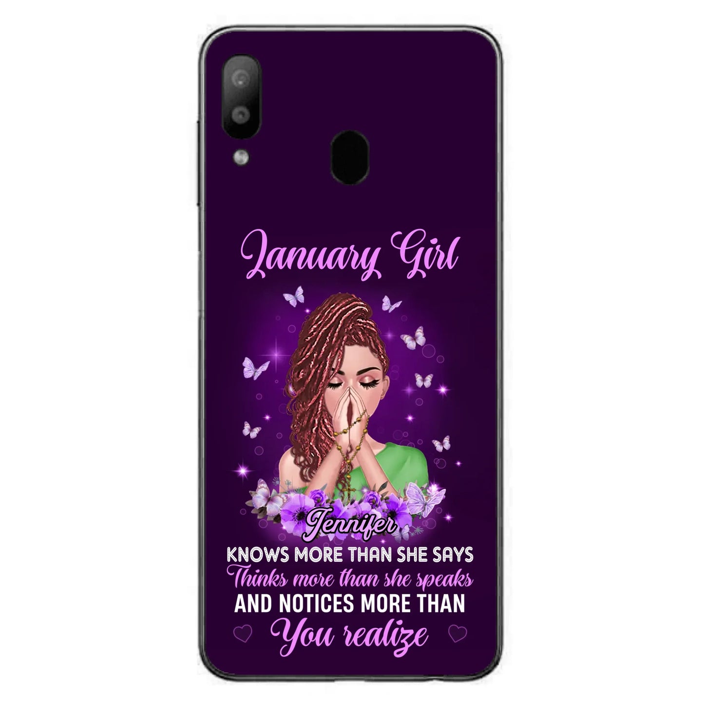 Custom Personalized Birthday Girl iPhone/ Samsung Phone Case - Gift Idea For Girl/ Friend/ Daughter - Knows More Than She Says