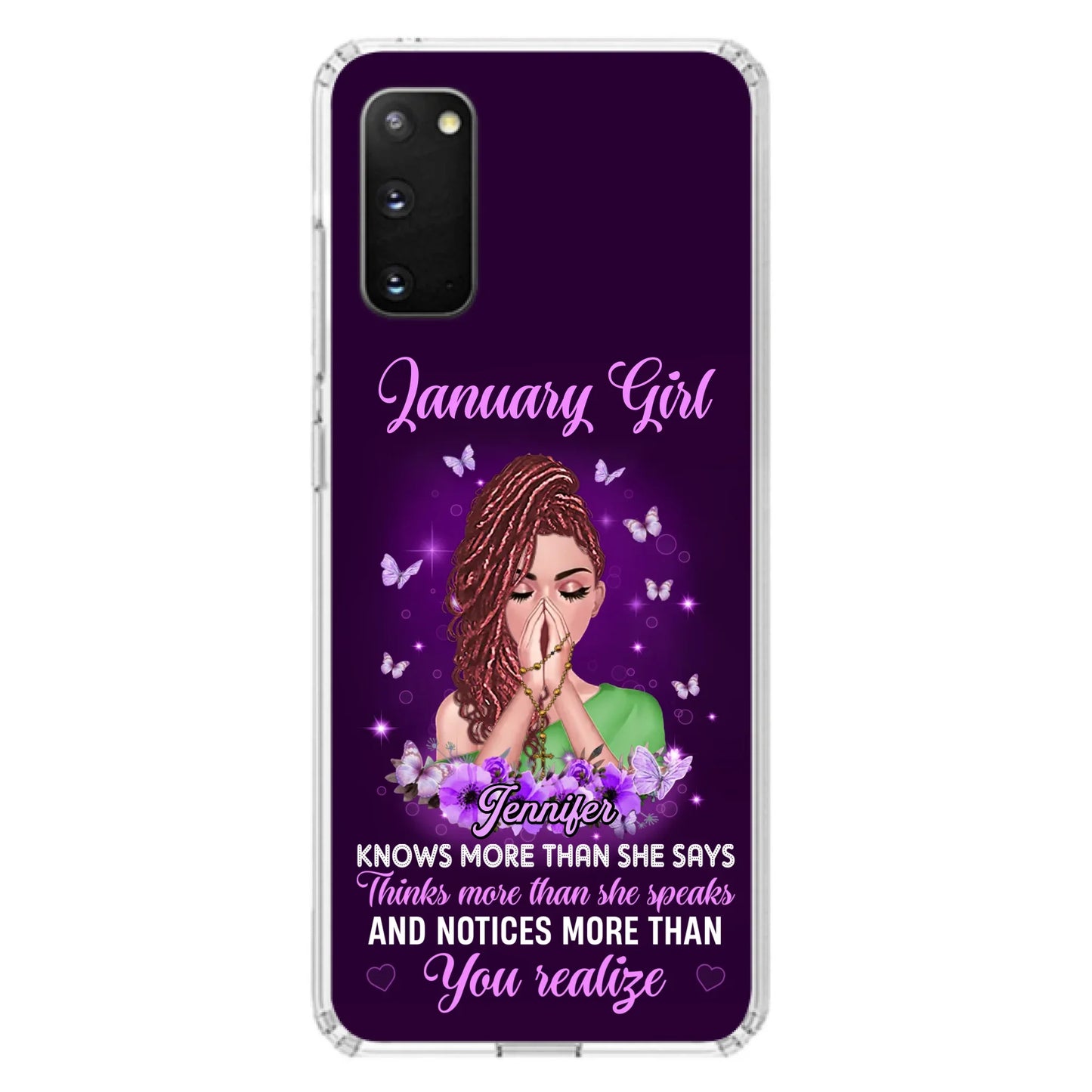 Custom Personalized Birthday Girl iPhone/ Samsung Phone Case - Gift Idea For Girl/ Friend/ Daughter - Knows More Than She Says