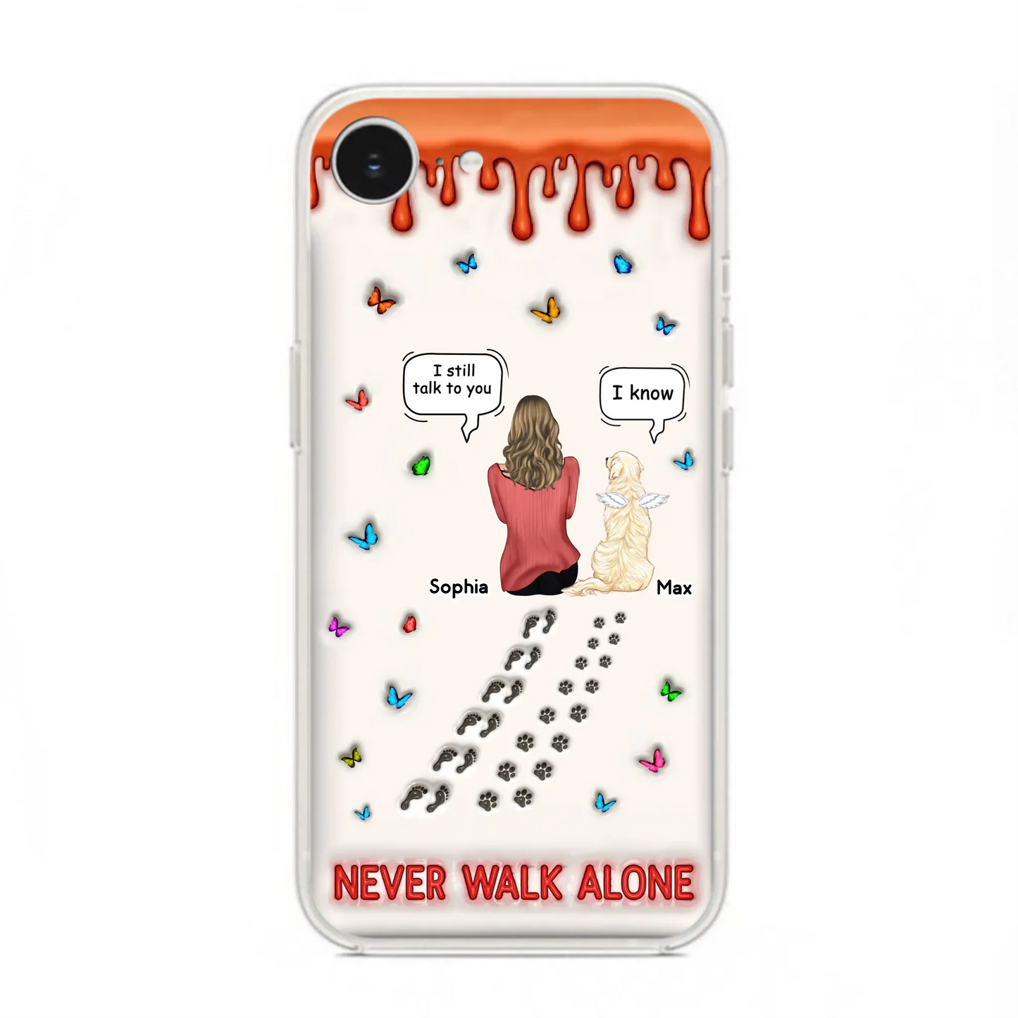 Custom Personalized Memorial Pet Phone Case - Memorial Gift Idea For Pet Owner - Case For iPhone/ Samsung - Never Walk Alone