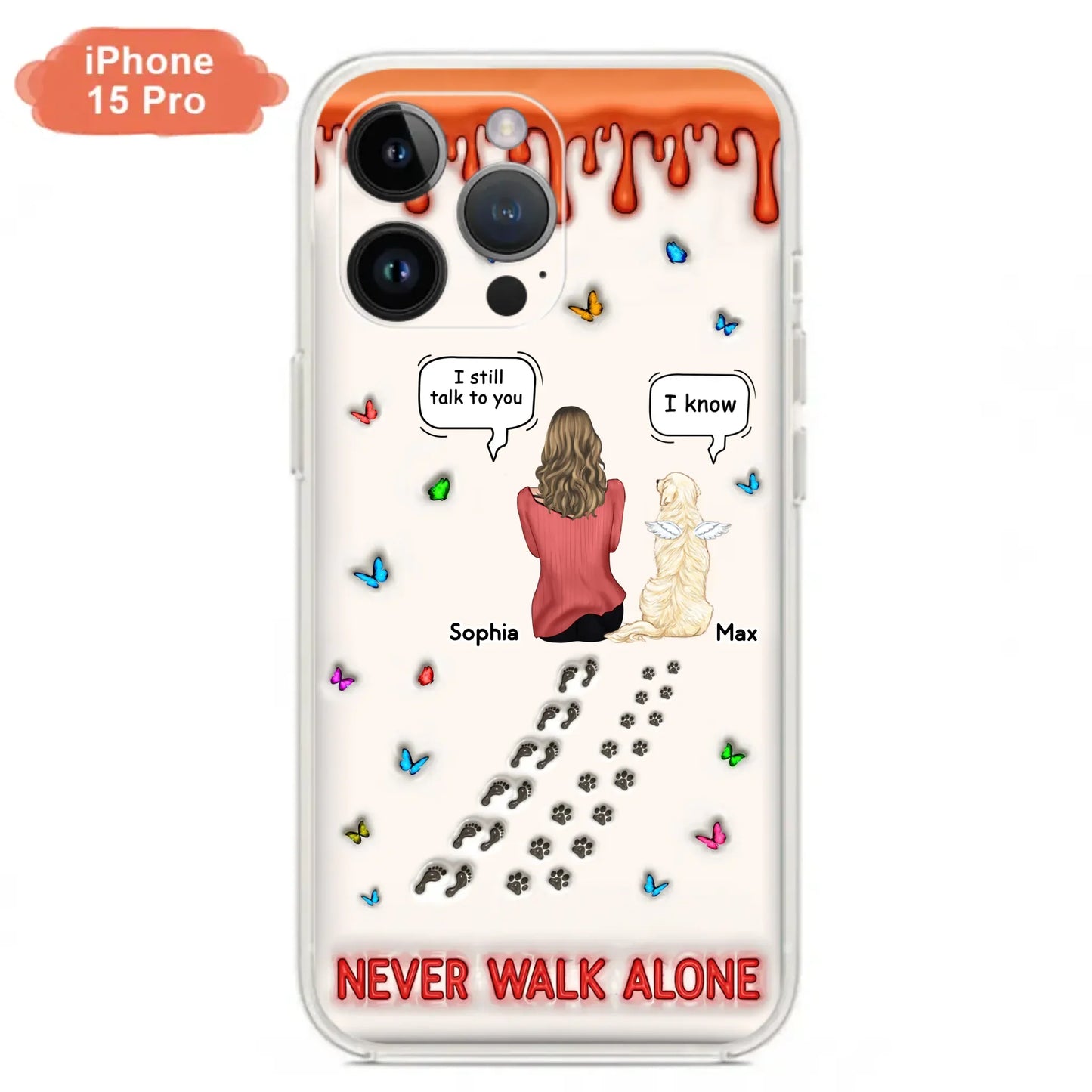 Custom Personalized Memorial Pet Phone Case - Memorial Gift Idea For Pet Owner - Case For iPhone/ Samsung - Never Walk Alone