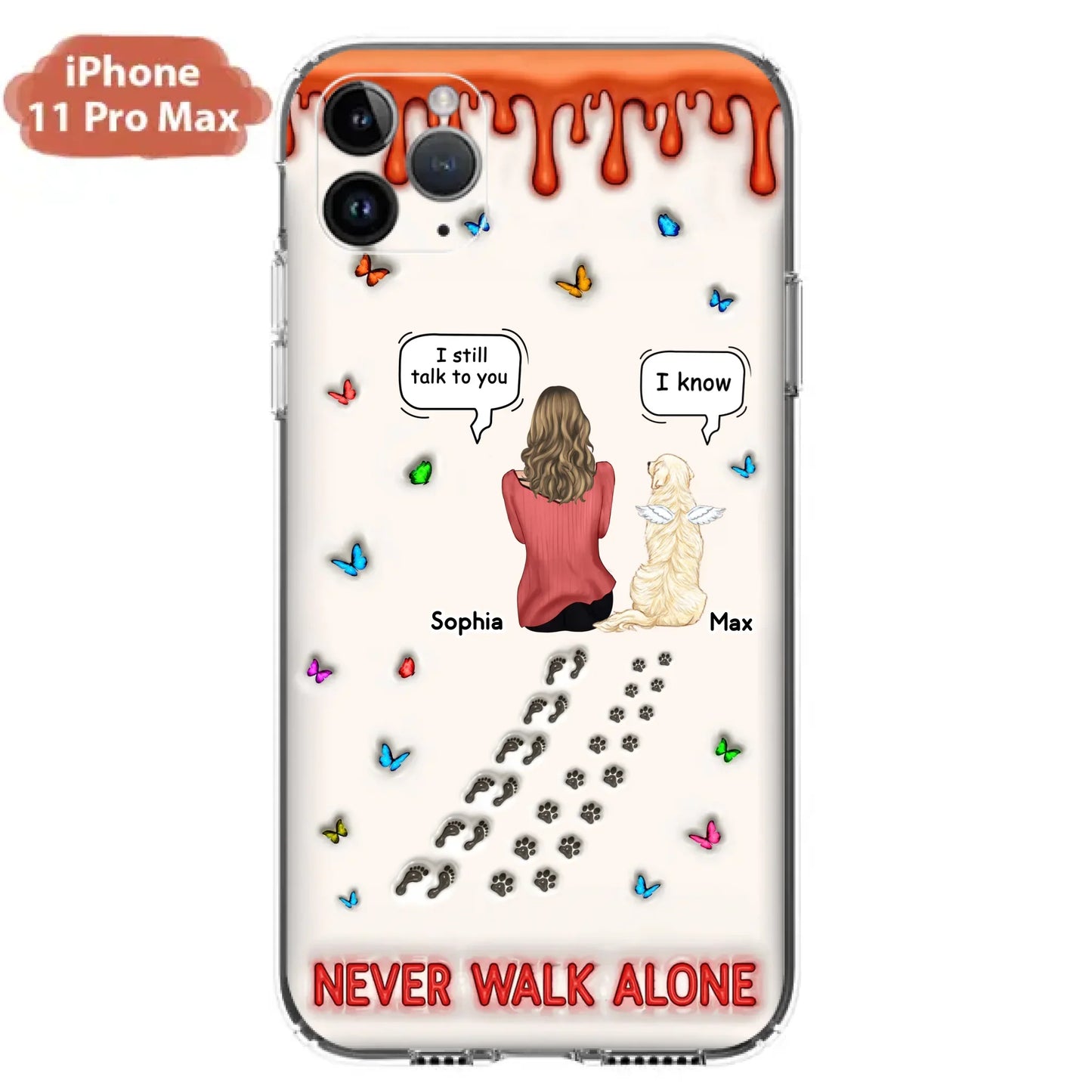 Custom Personalized Memorial Pet Phone Case - Memorial Gift Idea For Pet Owner - Case For iPhone/ Samsung - Never Walk Alone