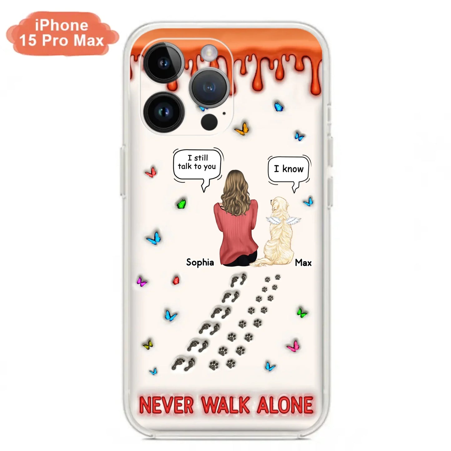 Custom Personalized Memorial Pet Phone Case - Memorial Gift Idea For Pet Owner - Case For iPhone/ Samsung - Never Walk Alone