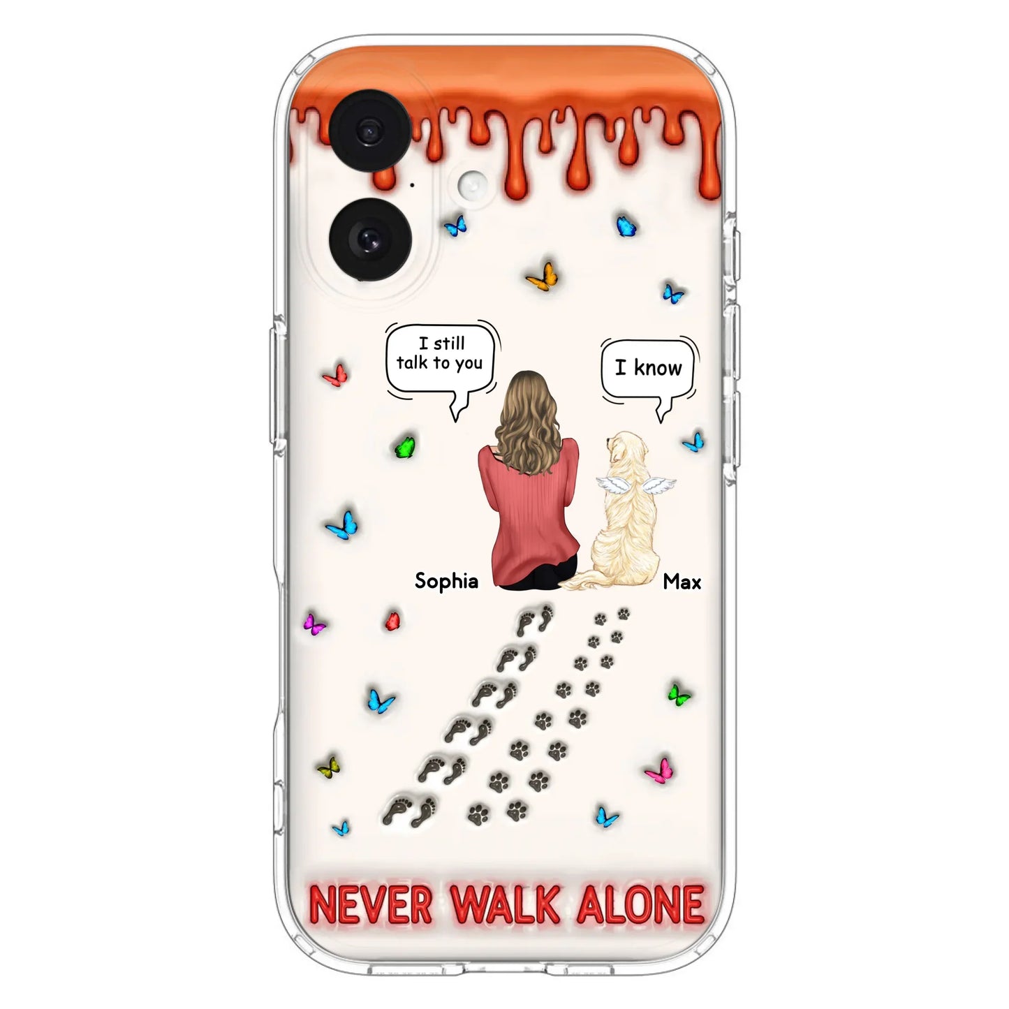 Custom Personalized Memorial Pet Phone Case - Memorial Gift Idea For Pet Owner - Case For iPhone/ Samsung - Never Walk Alone