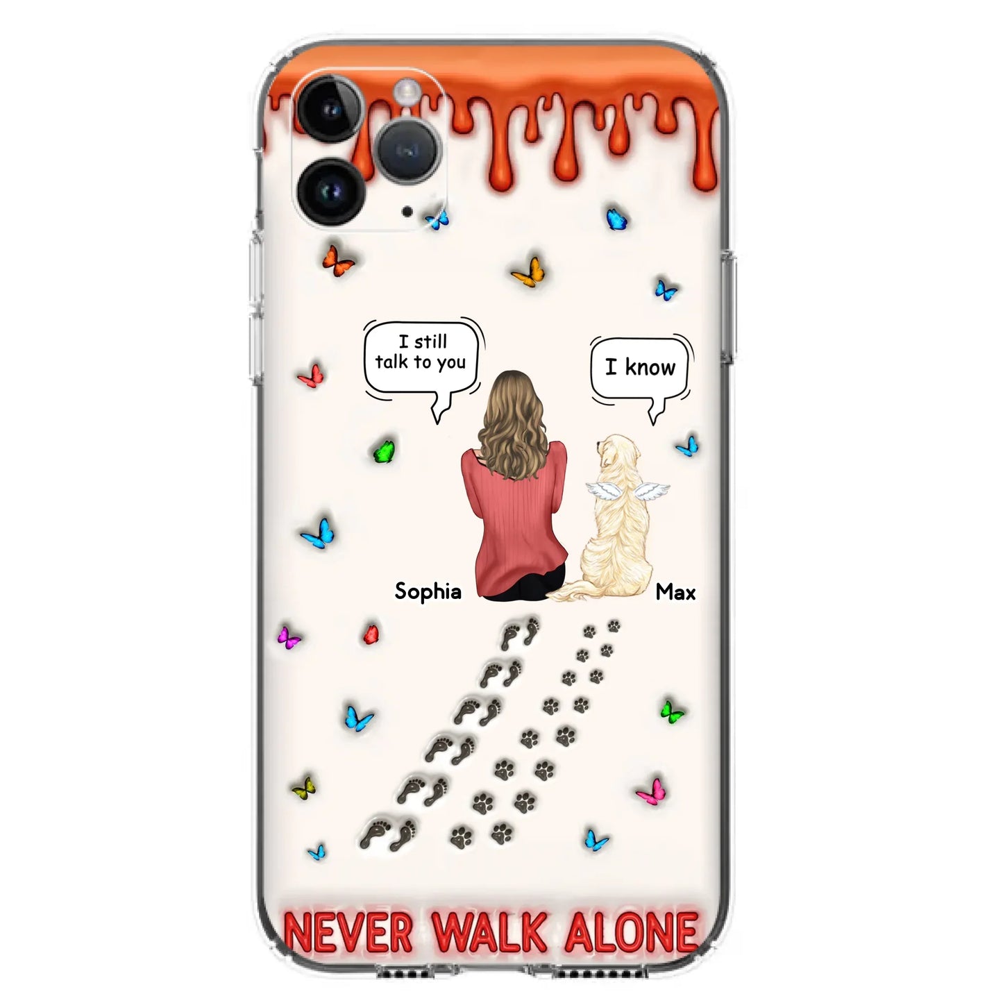 Custom Personalized Memorial Pet Phone Case - Memorial Gift Idea For Pet Owner - Case For iPhone/ Samsung - Never Walk Alone