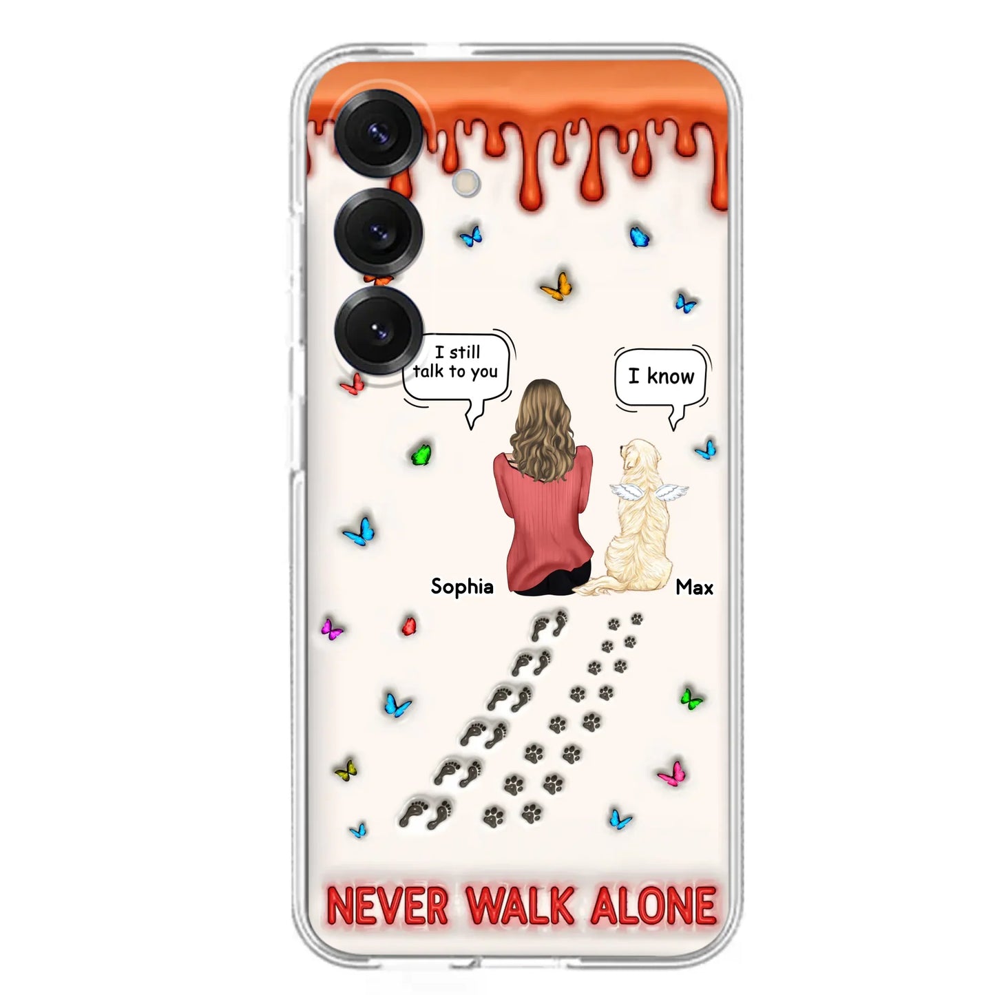 Custom Personalized Memorial Pet Phone Case - Memorial Gift Idea For Pet Owner - Case For iPhone/ Samsung - Never Walk Alone