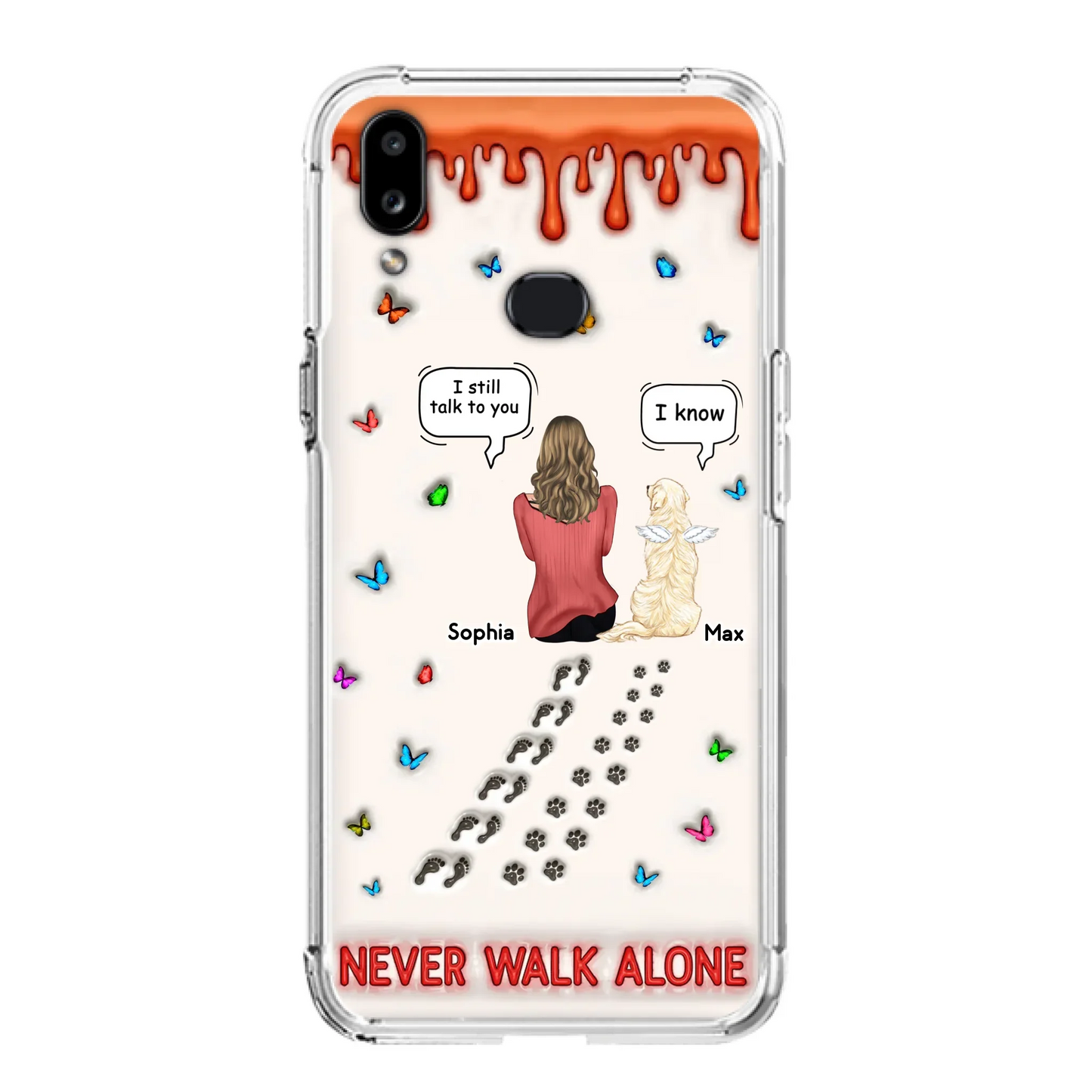 Custom Personalized Memorial Pet Phone Case - Memorial Gift Idea For Pet Owner - Case For iPhone/ Samsung - Never Walk Alone