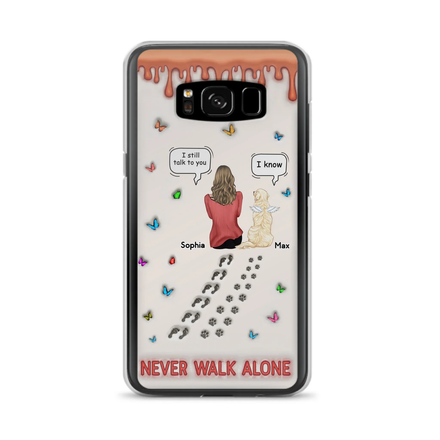 Custom Personalized Memorial Pet Phone Case - Memorial Gift Idea For Pet Owner - Case For iPhone/ Samsung - Never Walk Alone