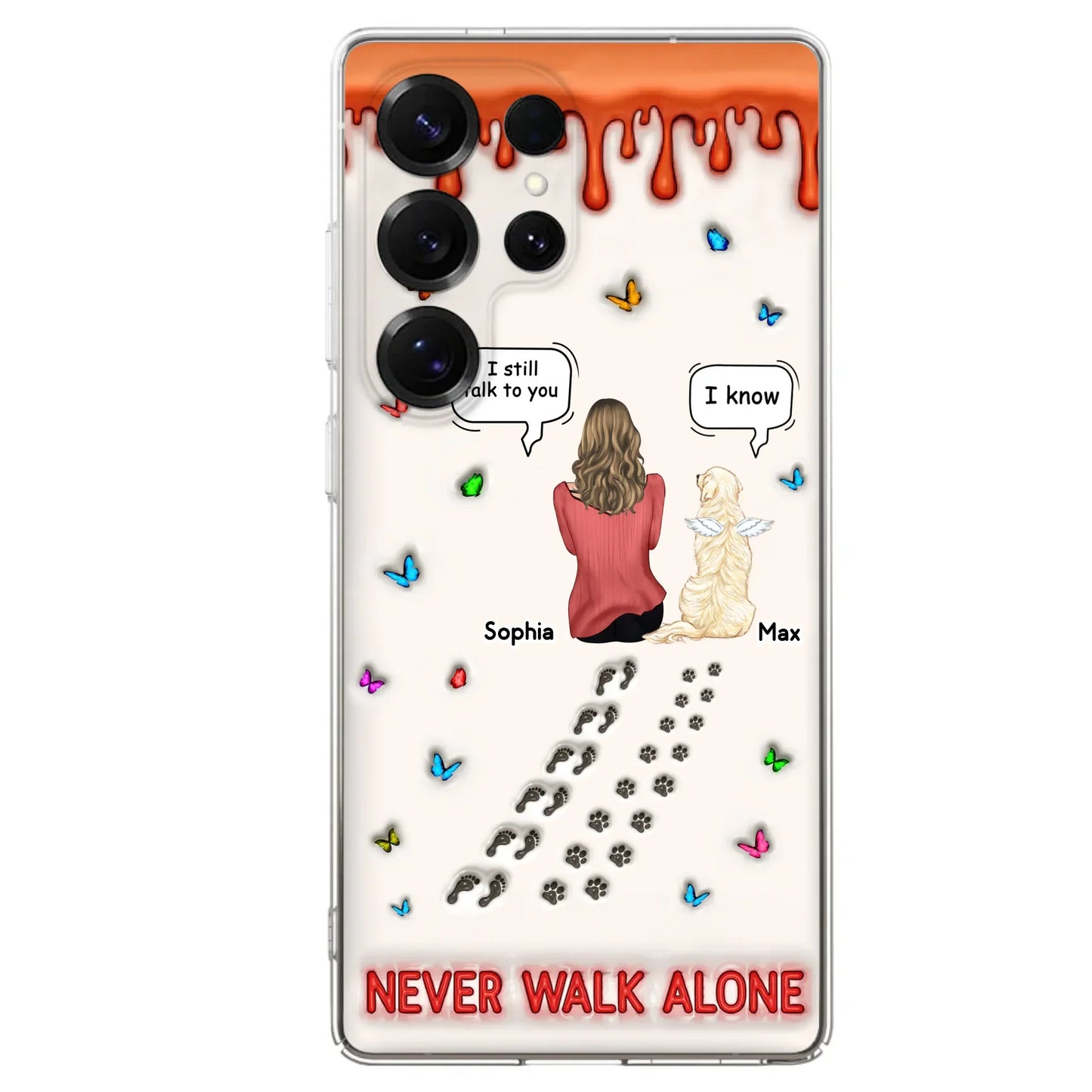 Custom Personalized Memorial Pet Phone Case - Memorial Gift Idea For Pet Owner - Case For iPhone/ Samsung - Never Walk Alone