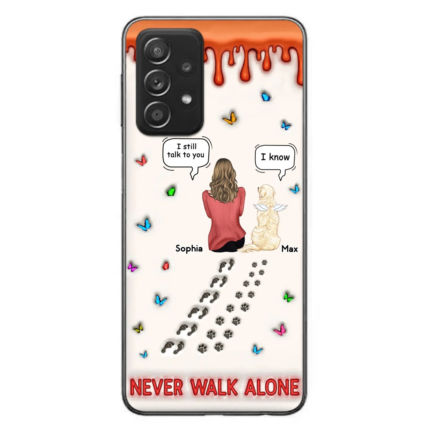 Custom Personalized Memorial Pet Phone Case - Memorial Gift Idea For Pet Owner - Case For iPhone/ Samsung - Never Walk Alone