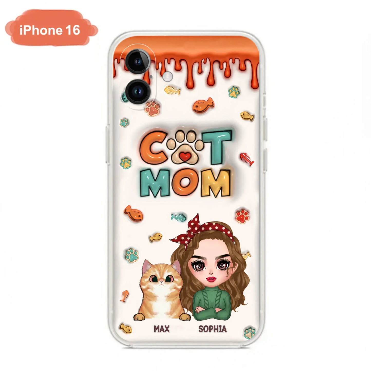 Custom Personalized Cat Mom iPhone/ Samsung Phone Case - Christmas Gift Idea For Cat Lover - Upto 4 Cats