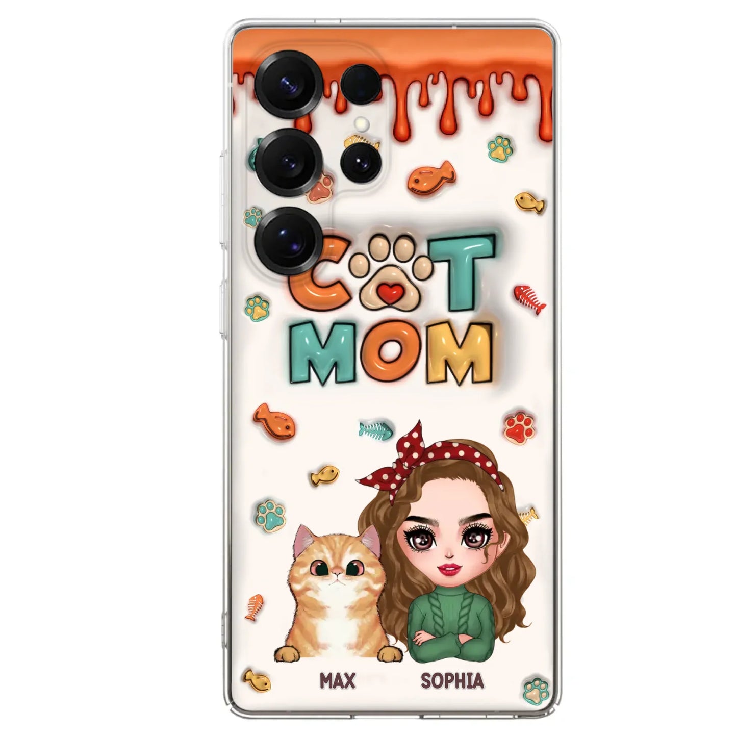 Custom Personalized Cat Mom iPhone/ Samsung Phone Case - Christmas Gift Idea For Cat Lover - Upto 4 Cats