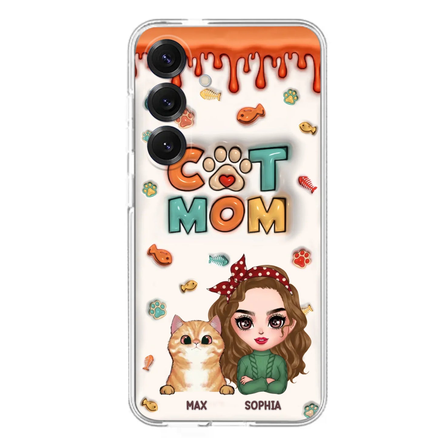 Custom Personalized Cat Mom iPhone/ Samsung Phone Case - Christmas Gift Idea For Cat Lover - Upto 4 Cats