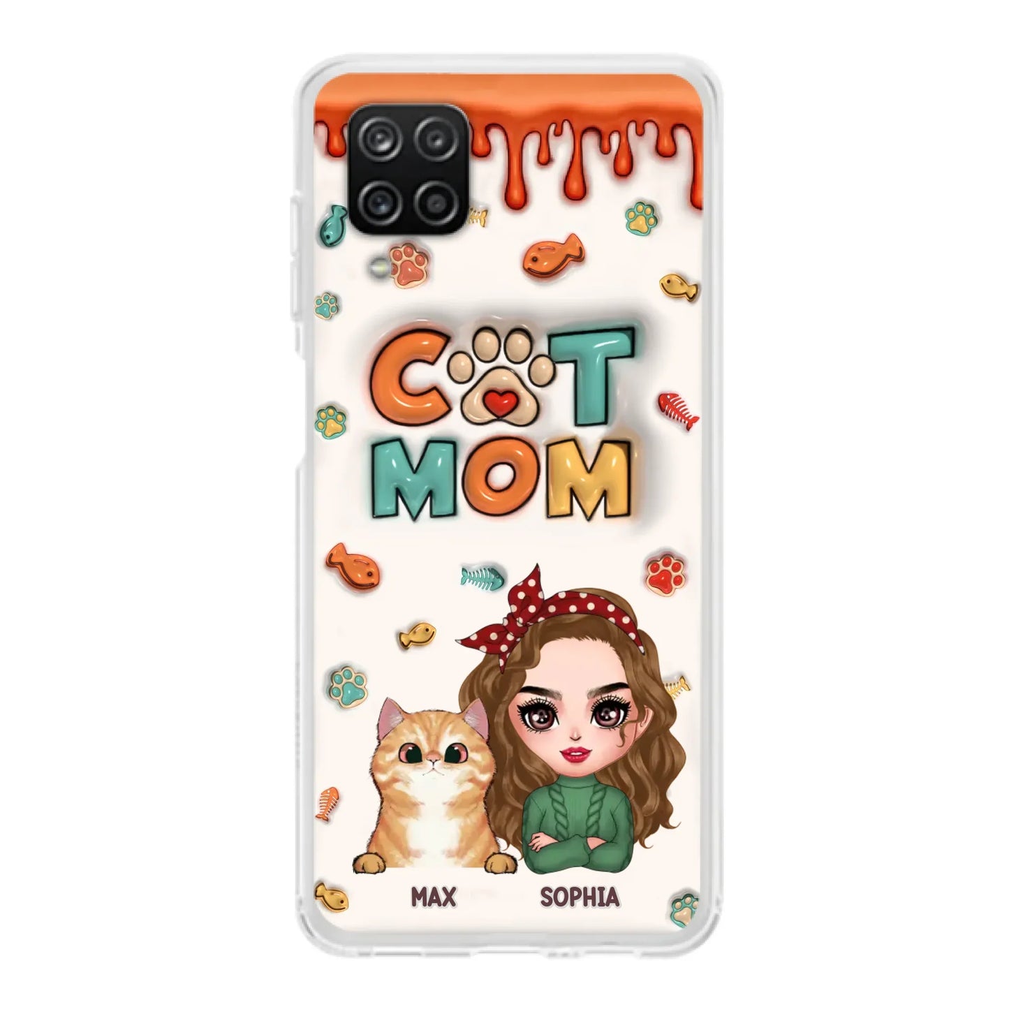 Custom Personalized Cat Mom iPhone/ Samsung Phone Case - Christmas Gift Idea For Cat Lover - Upto 4 Cats