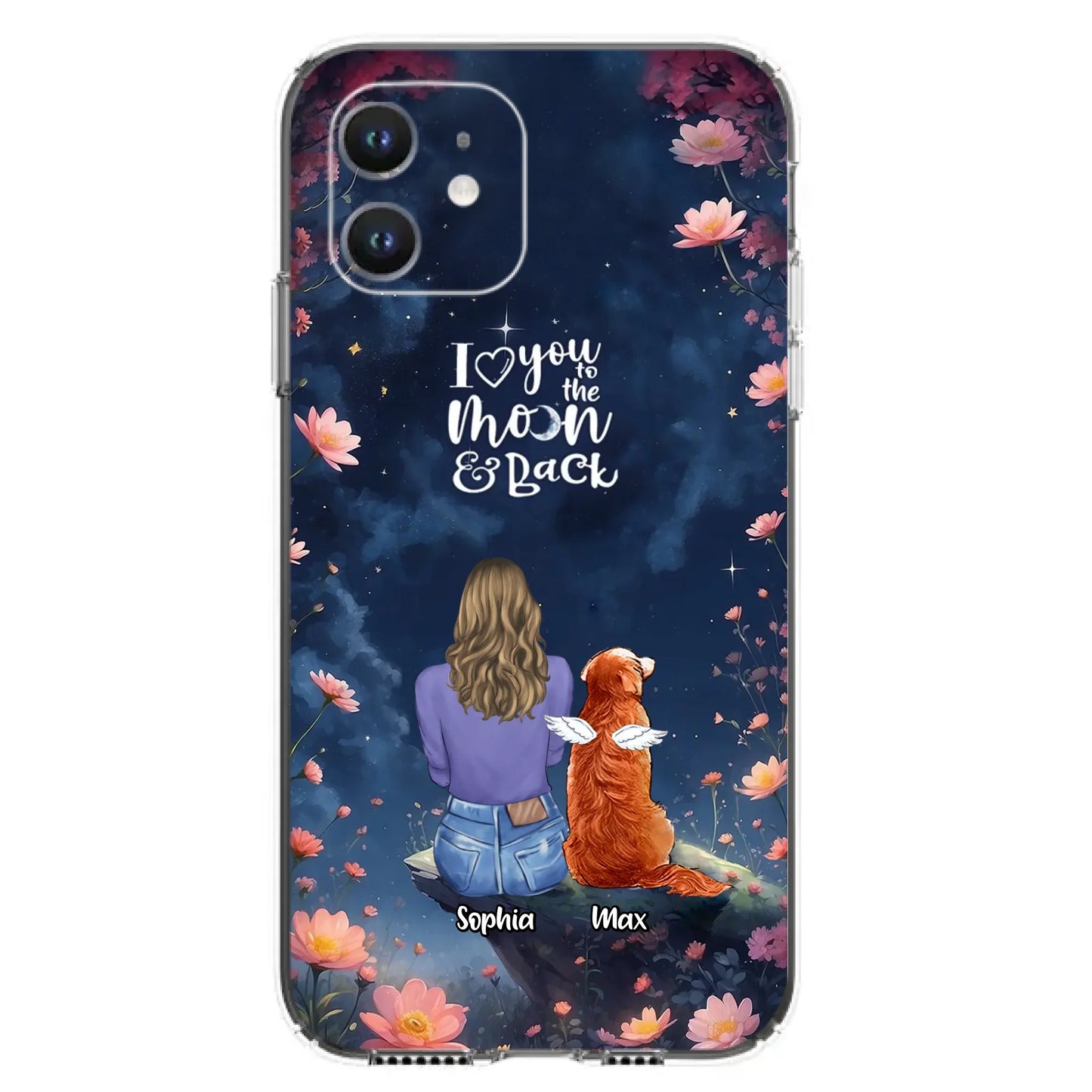 Custom Personalized Pet Phone Case - Gift Idea For Dog/ Cat/ Rabbit Owner - Case For iPhone/ Samsung - I Love You To The Moon & Back