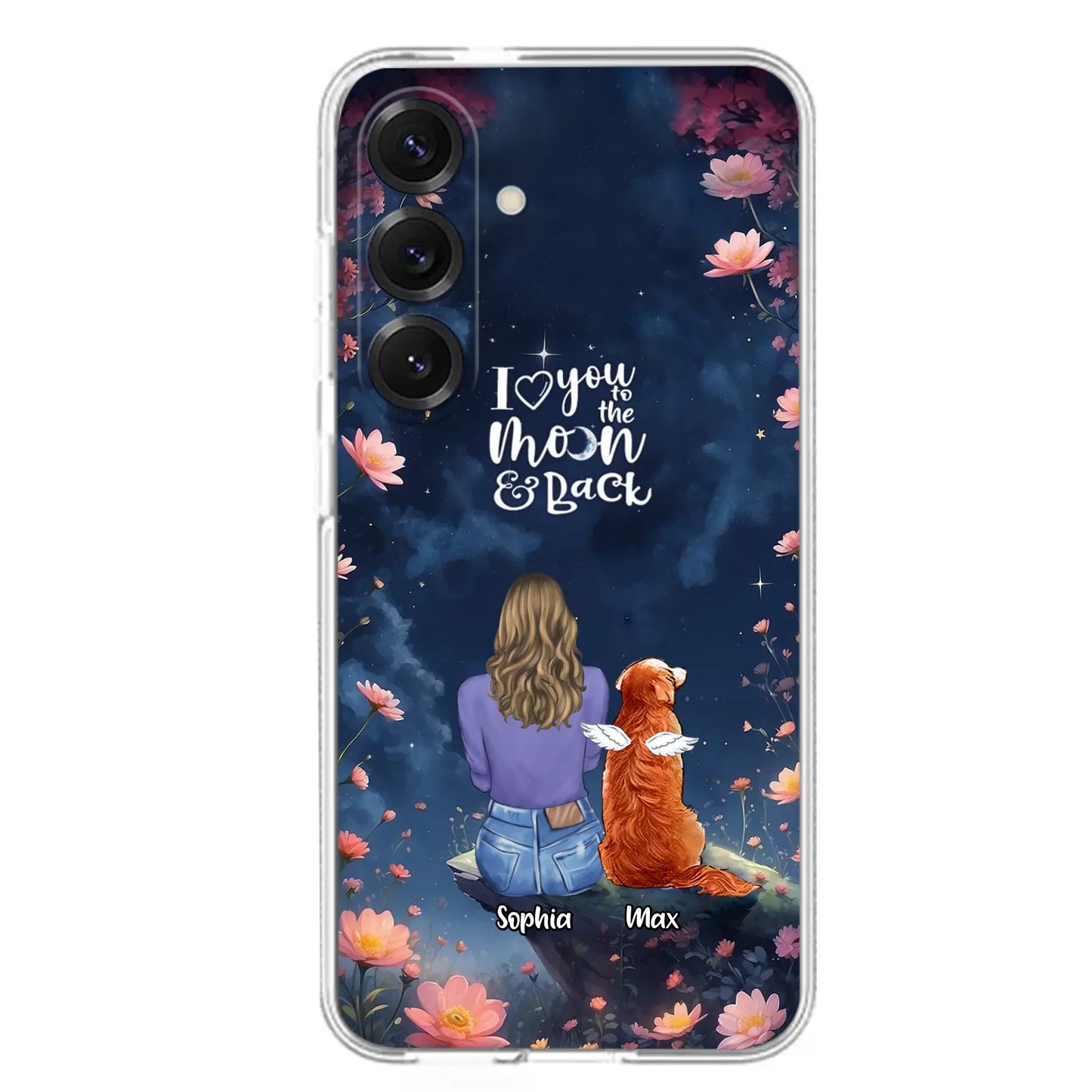 Custom Personalized Pet Phone Case - Gift Idea For Dog/ Cat/ Rabbit Owner - Case For iPhone/ Samsung - I Love You To The Moon & Back