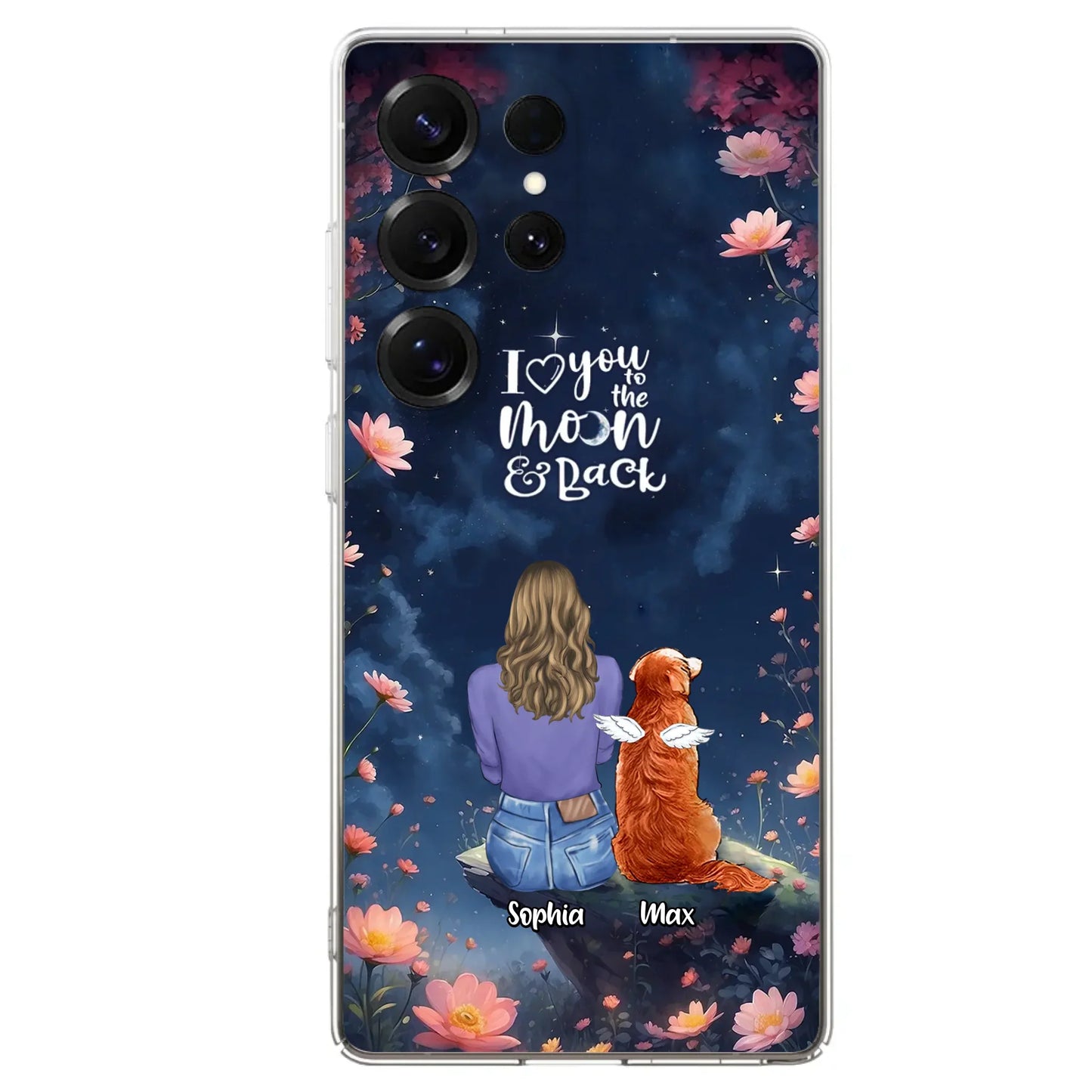 Custom Personalized Pet Phone Case - Gift Idea For Dog/ Cat/ Rabbit Owner - Case For iPhone/ Samsung - I Love You To The Moon & Back