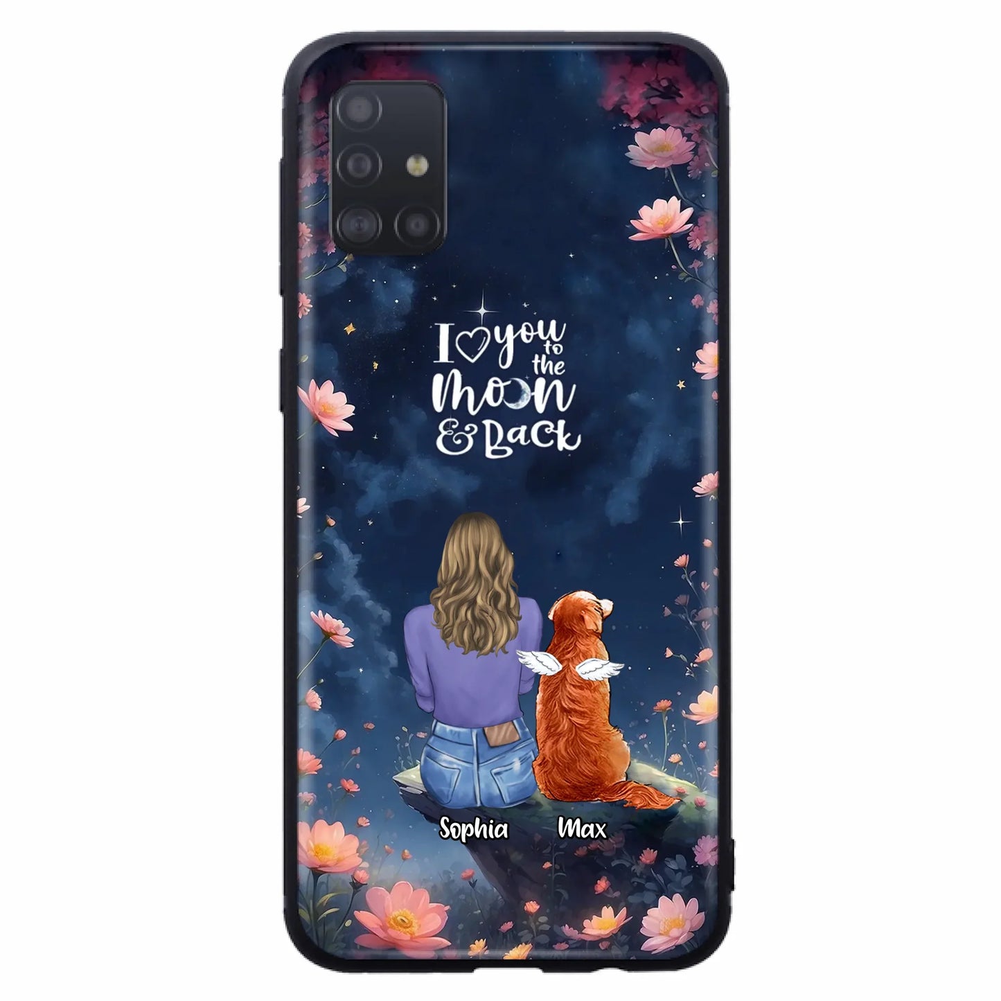 Custom Personalized Pet Phone Case - Gift Idea For Dog/ Cat/ Rabbit Owner - Case For iPhone/ Samsung - I Love You To The Moon & Back