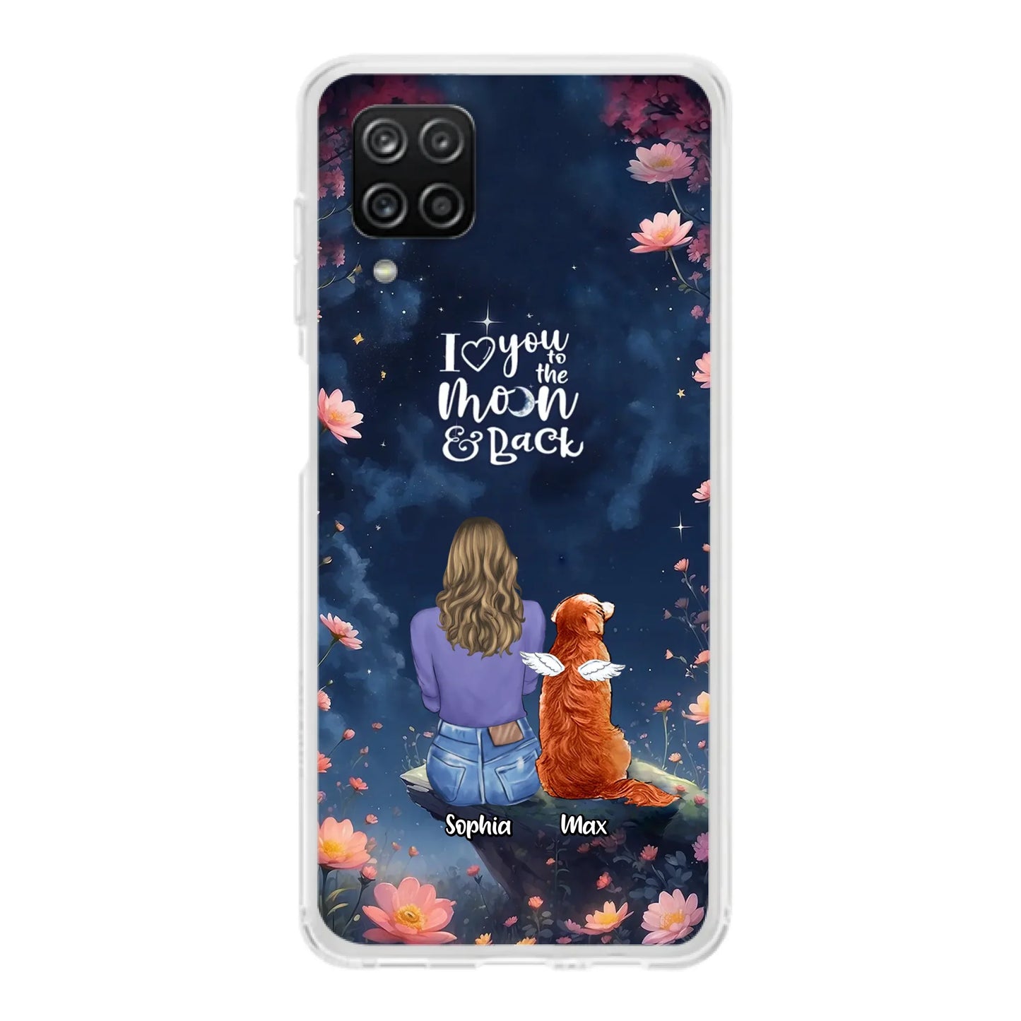 Custom Personalized Pet Phone Case - Gift Idea For Dog/ Cat/ Rabbit Owner - Case For iPhone/ Samsung - I Love You To The Moon & Back