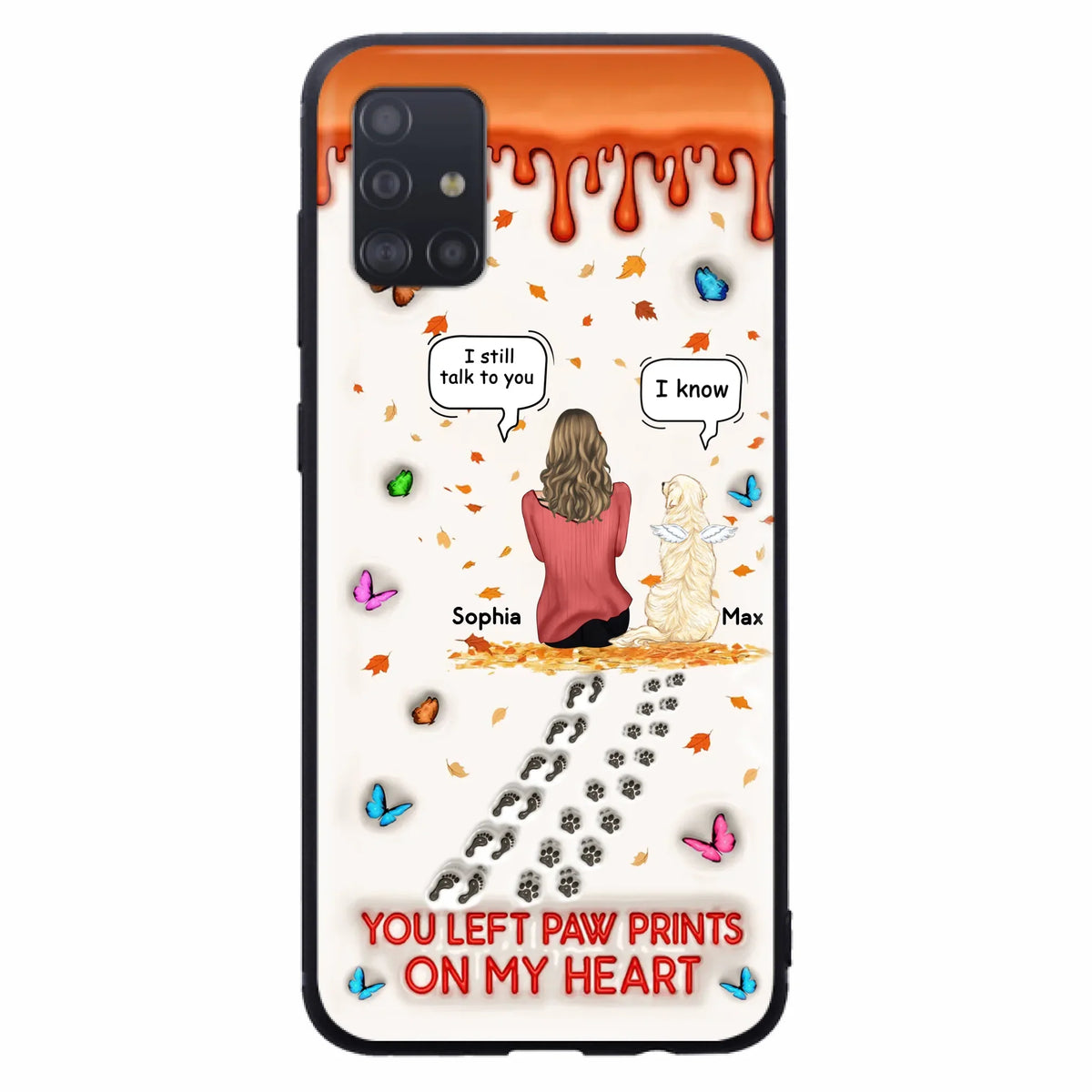 Custom Personalized Memorial Dog Phone Case - Memorial Gift Idea For Pet Lover - Case For iPhone/ Samsung - You Left Paw Prints On My Heart