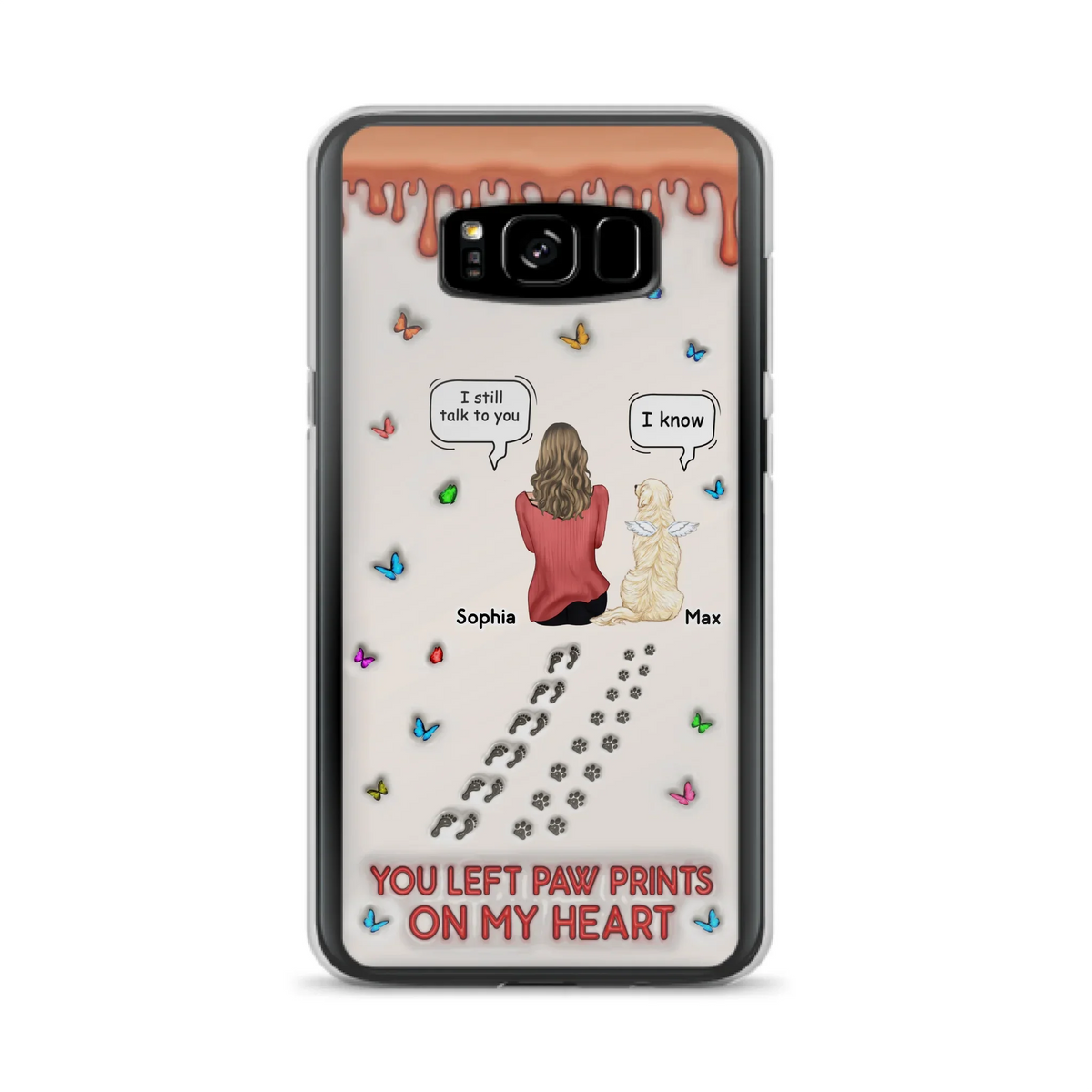 Custom Personalized Memorial Dog Phone Case - Memorial Gift Idea For Pet Owner - Case For iPhone/ Samsung - You Left Paw Prints On My Heart