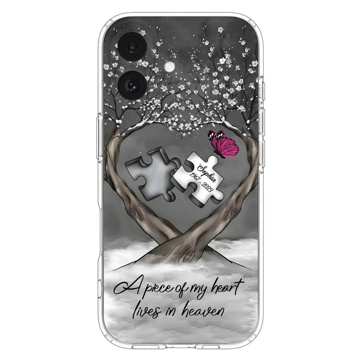 Custom Personalized Memorial Phone Case - Memorial Gift Idea For Family Member - Case For iPhone/ Samsung - A Piece Of My Heart Lives In Heaven