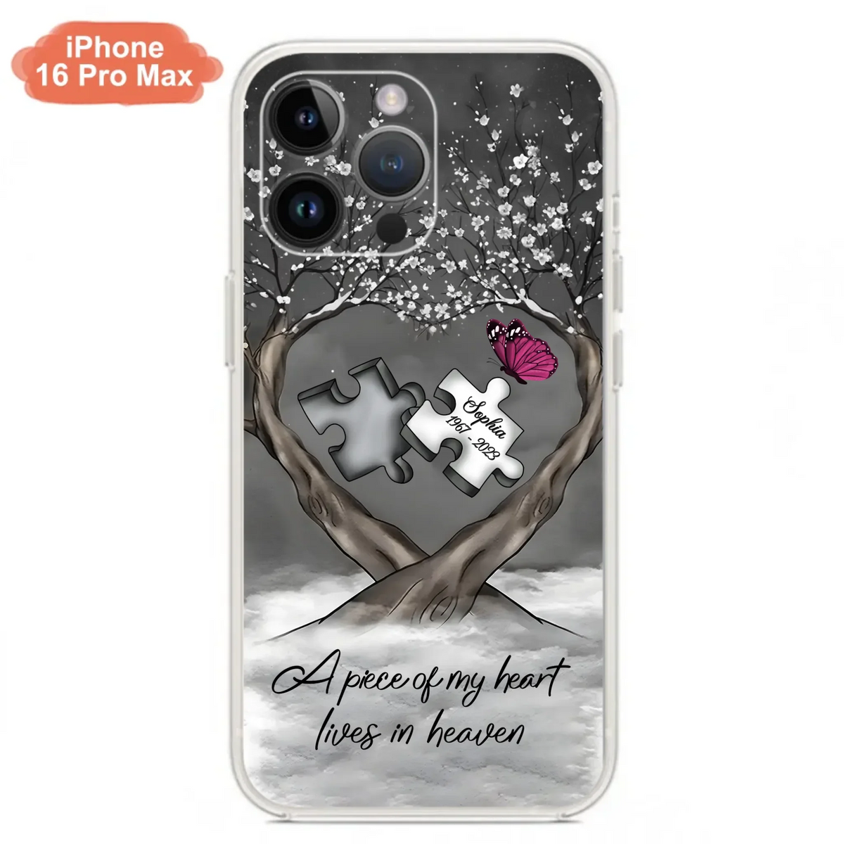 Custom Personalized Memorial Phone Case - Memorial Gift Idea For Family Member - Case For iPhone/ Samsung - A Piece Of My Heart Lives In Heaven