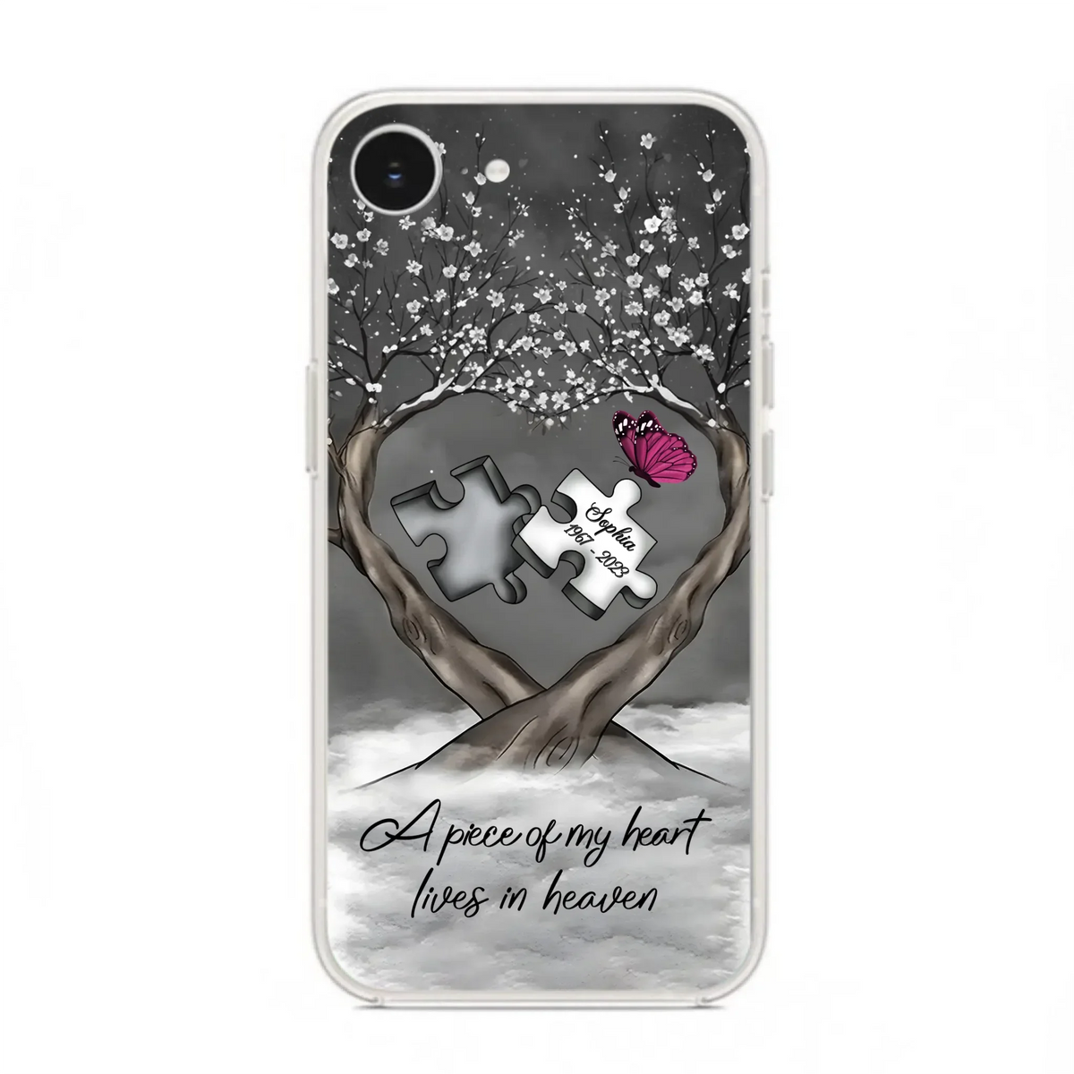 Custom Personalized Memorial Phone Case - Memorial Gift Idea For Family Member - Case For iPhone/ Samsung - A Piece Of My Heart Lives In Heaven