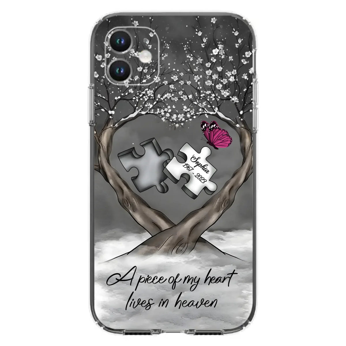 Custom Personalized Memorial Phone Case - Memorial Gift Idea For Family Member - Case For iPhone/ Samsung - A Piece Of My Heart Lives In Heaven