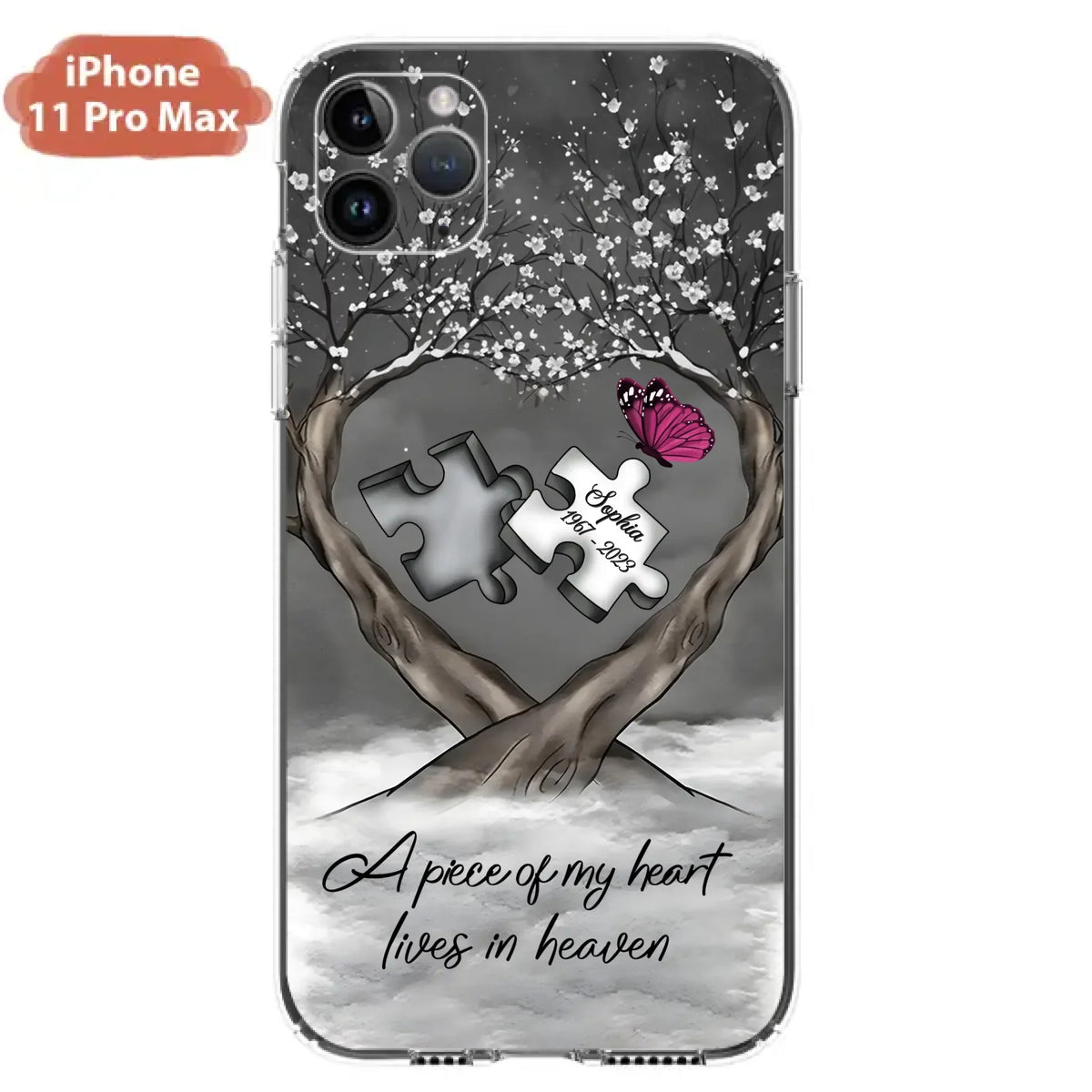 Custom Personalized Memorial Phone Case - Memorial Gift Idea For Family Member - Case For iPhone/ Samsung - A Piece Of My Heart Lives In Heaven