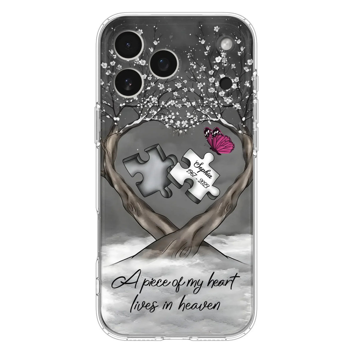 Custom Personalized Memorial Phone Case - Memorial Gift Idea For Family Member - Case For iPhone/ Samsung - A Piece Of My Heart Lives In Heaven