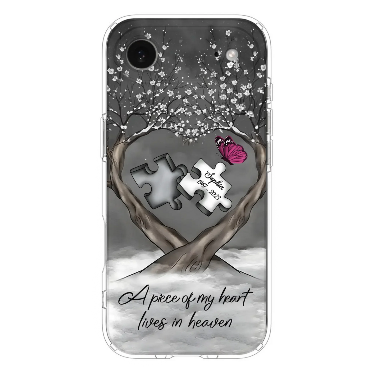 Custom Personalized Memorial Phone Case - Memorial Gift Idea For Family Member - Case For iPhone/ Samsung - A Piece Of My Heart Lives In Heaven