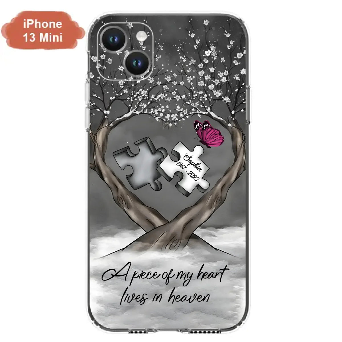 Custom Personalized Memorial Phone Case - Memorial Gift Idea For Family Member - Case For iPhone/ Samsung - A Piece Of My Heart Lives In Heaven