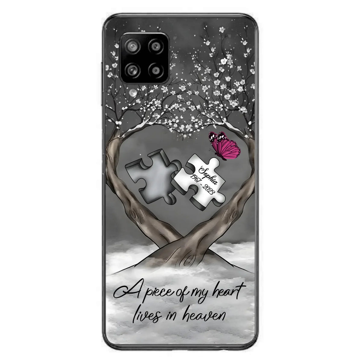 Custom Personalized Memorial Phone Case - Memorial Gift Idea For Family Member - Case For iPhone/ Samsung - A Piece Of My Heart Lives In Heaven