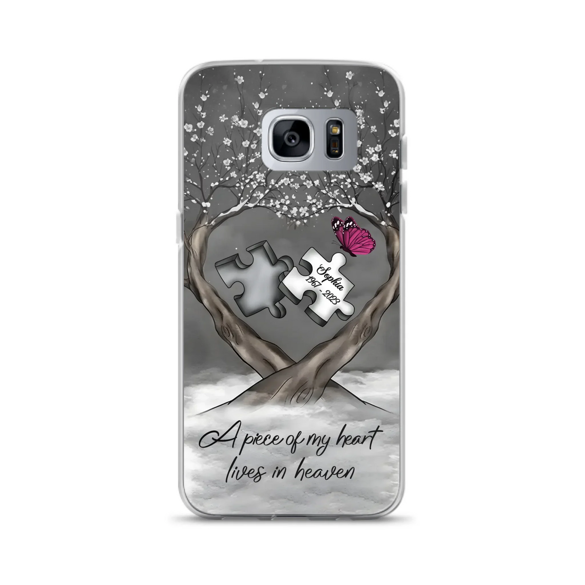 Custom Personalized Memorial Phone Case - Memorial Gift Idea For Family Member - Case For iPhone/ Samsung - A Piece Of My Heart Lives In Heaven