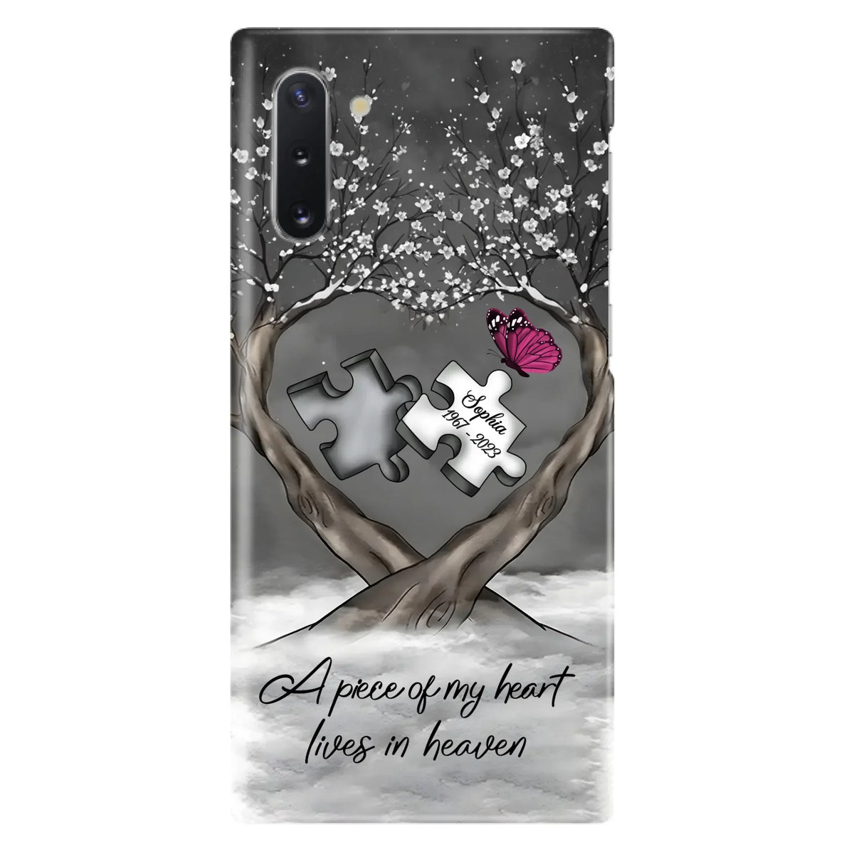 Custom Personalized Memorial Phone Case - Memorial Gift Idea For Family Member - Case For iPhone/ Samsung - A Piece Of My Heart Lives In Heaven