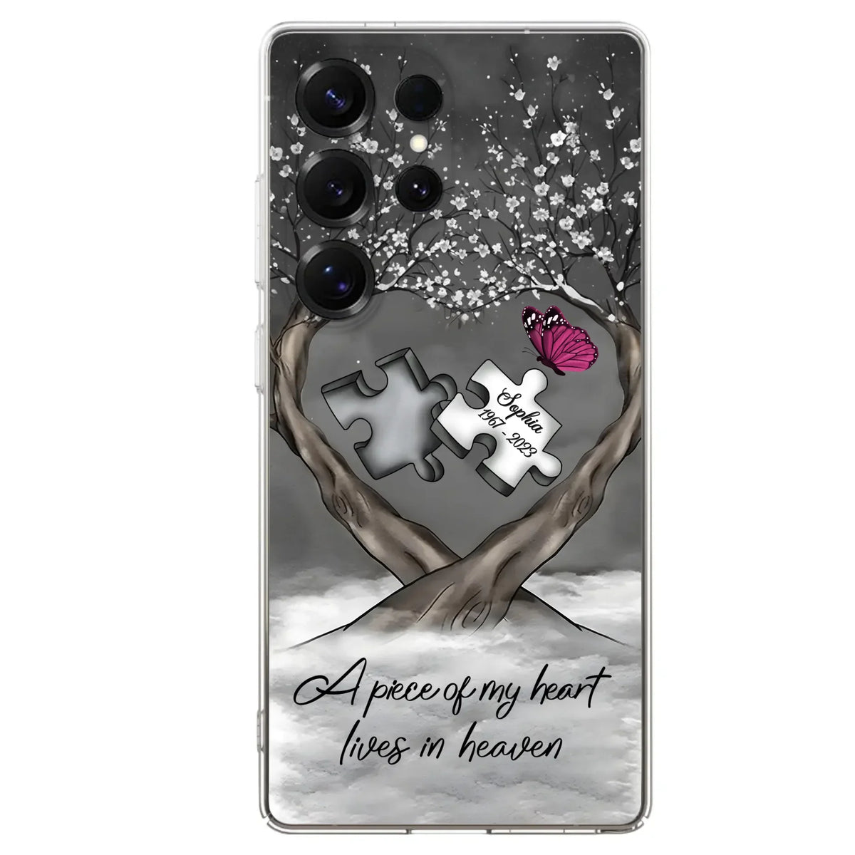 Custom Personalized Memorial Phone Case - Memorial Gift Idea For Family Member - Case For iPhone/ Samsung - A Piece Of My Heart Lives In Heaven