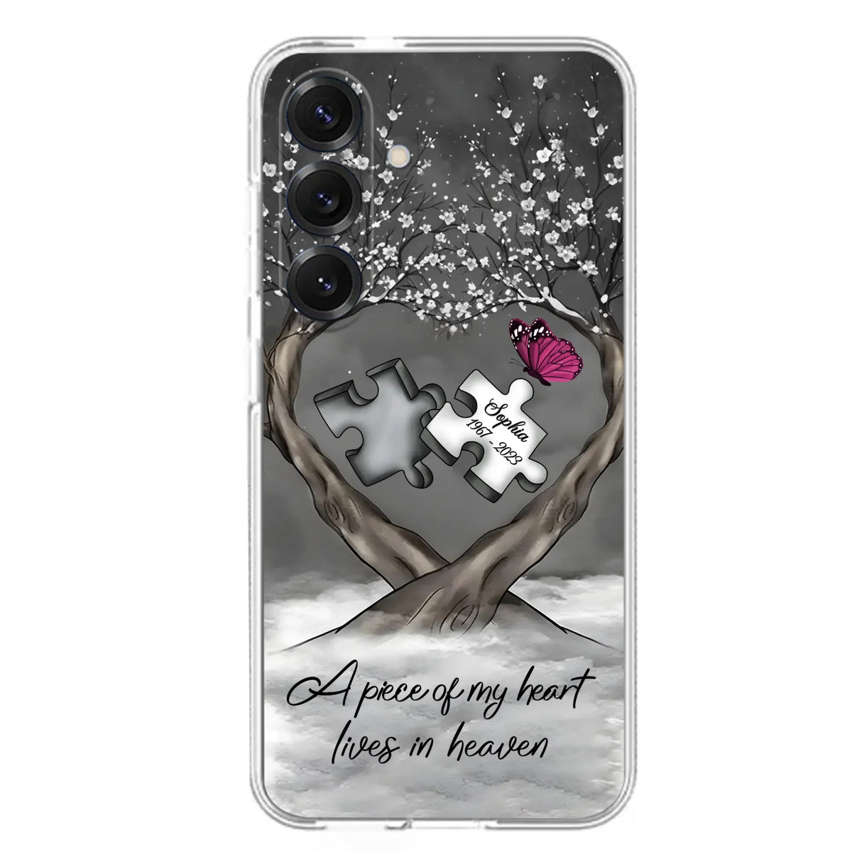 Custom Personalized Memorial Phone Case - Memorial Gift Idea For Family Member - Case For iPhone/ Samsung - A Piece Of My Heart Lives In Heaven