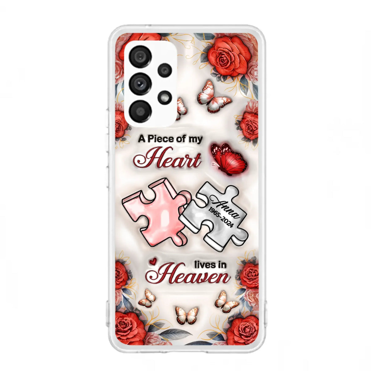 Custom Personalized Memorial Phone Case - Memorial Gift Idea - Case For iPhone/ Samsung - A Piece Of My Heart Lives In Heaven