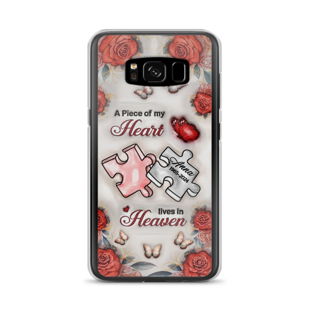 Custom Personalized Memorial Phone Case - Memorial Gift Idea - Case For iPhone/ Samsung - A Piece Of My Heart Lives In Heaven