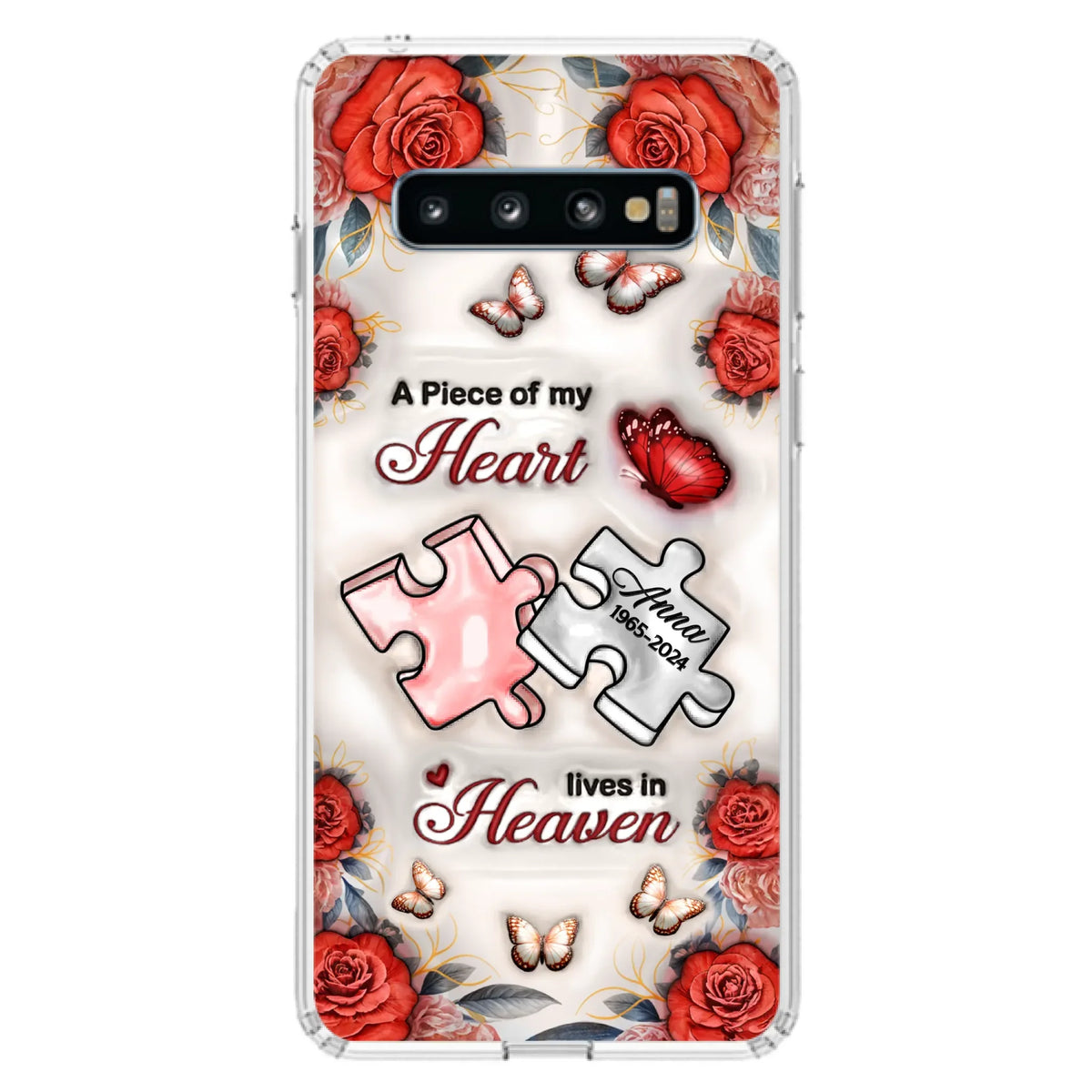 Custom Personalized Memorial Phone Case - Memorial Gift Idea - Case For iPhone/ Samsung - A Piece Of My Heart Lives In Heaven