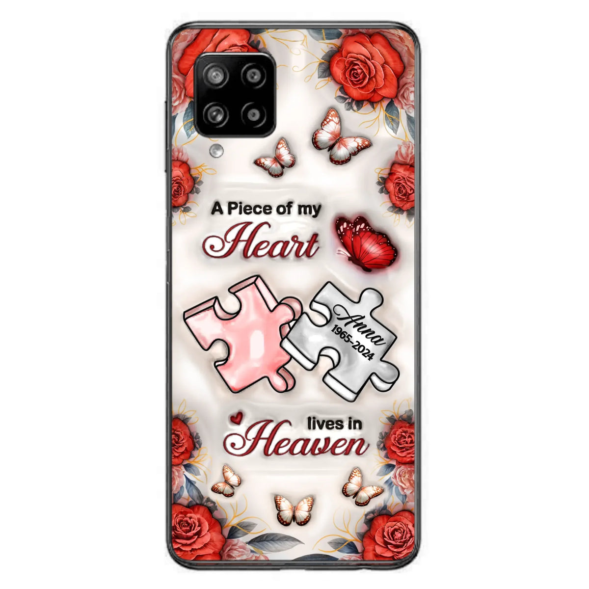 Custom Personalized Memorial Phone Case - Memorial Gift Idea - Case For iPhone/ Samsung - A Piece Of My Heart Lives In Heaven