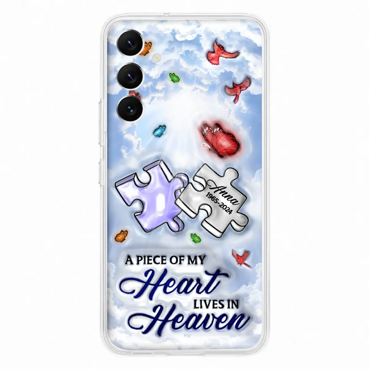Custom Personalized Memorial Piece Phone Case - Memorial Gift Idea - Case For iPhone/ Samsung - A Piece Of My Heart Lives In Heaven